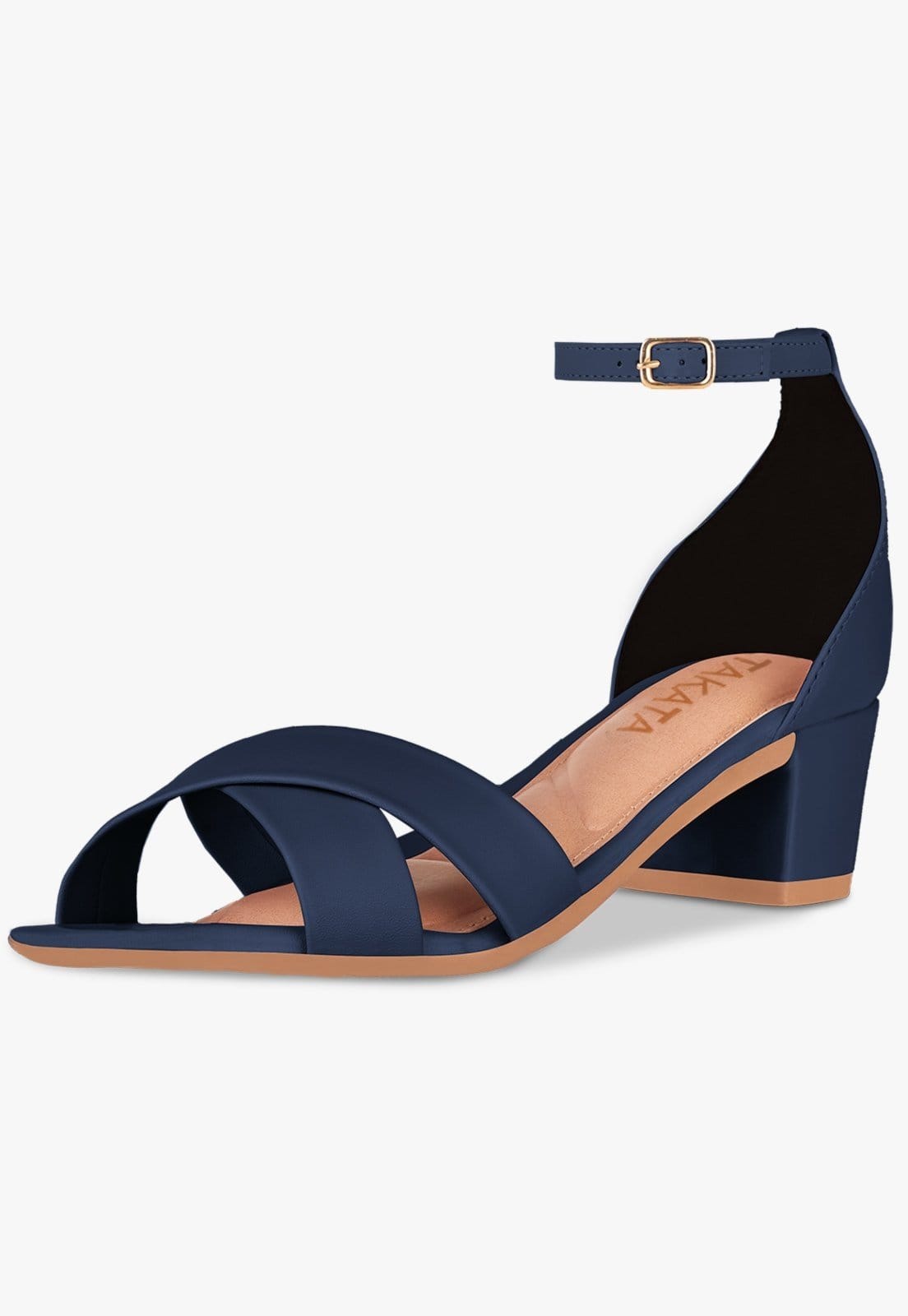 Sandalia Feminina Colorida Festa Salto Baixo Grosso Moda Marinho