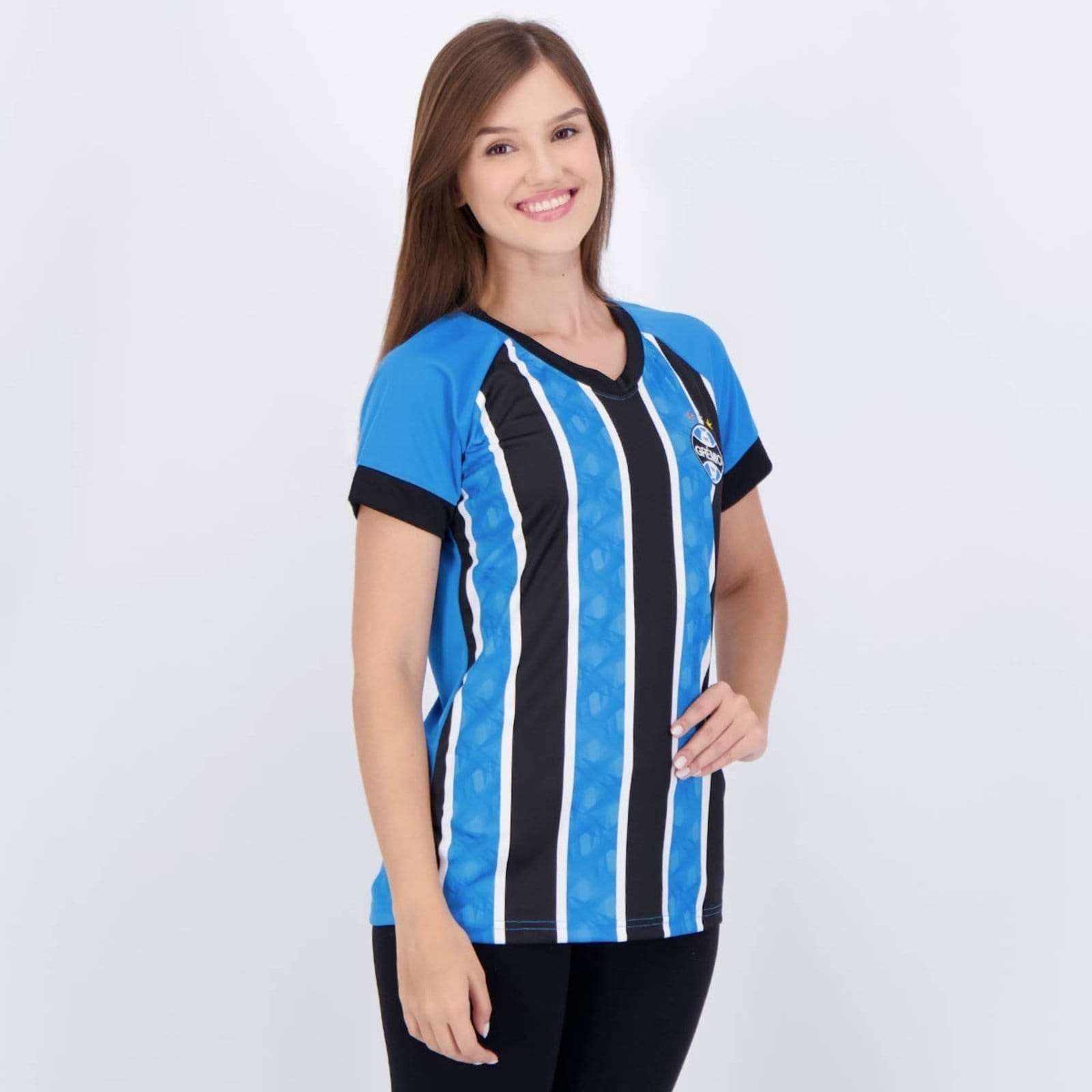 Vista 2 Camisa Grêmio Match Feminina Natural Cotton azul