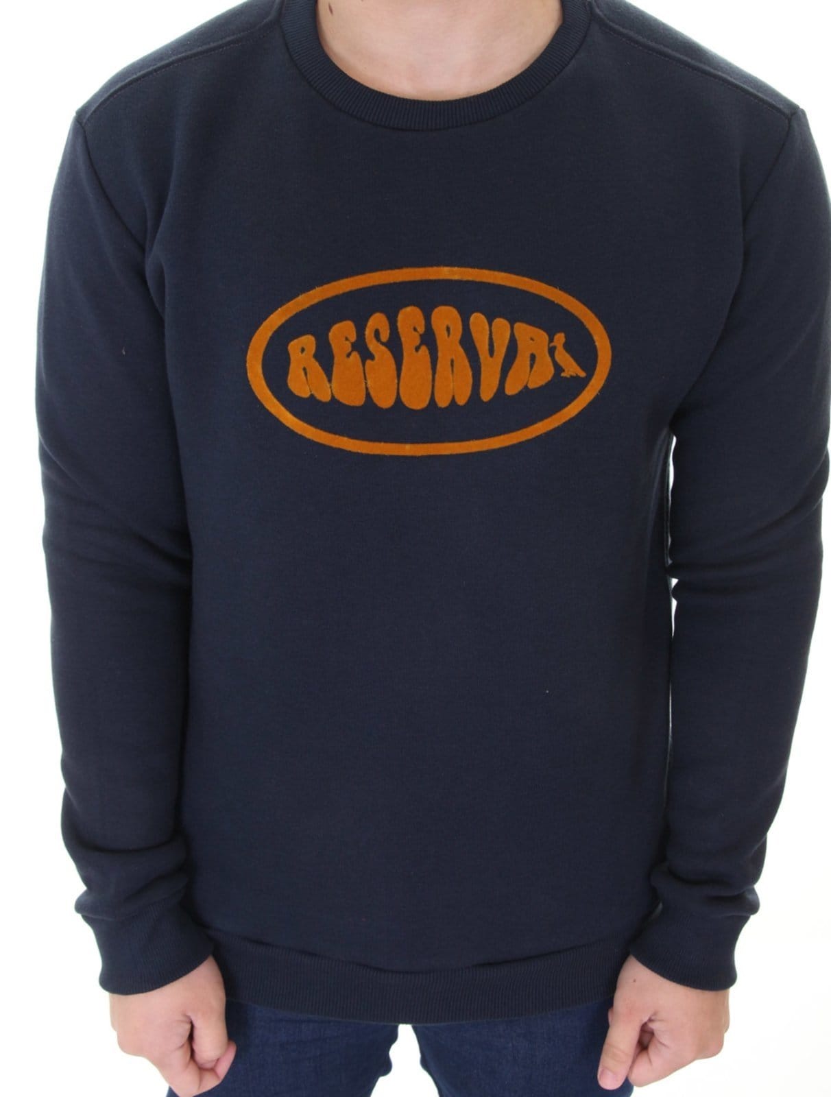 Vista 2 Moletom Reserva Masculino Crewneck Estampa Flocada Reserva azul marinho