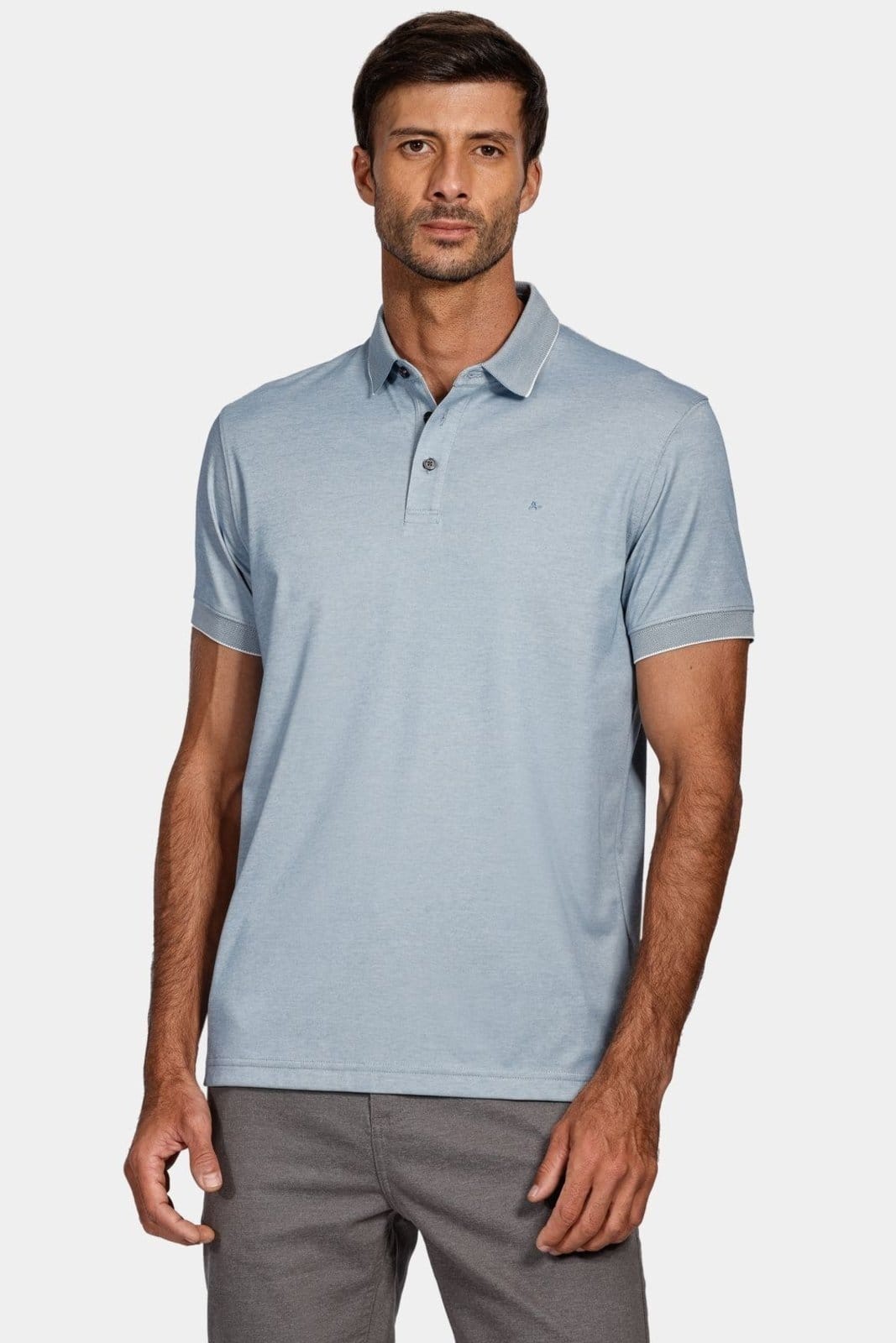 Polo Aramis Interlock Tech Manga Curta Azul Ceruleo