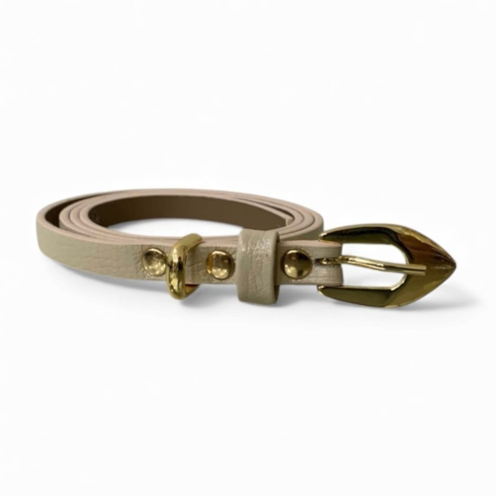 Cinto Feminino em Couro Fino 002 Off White