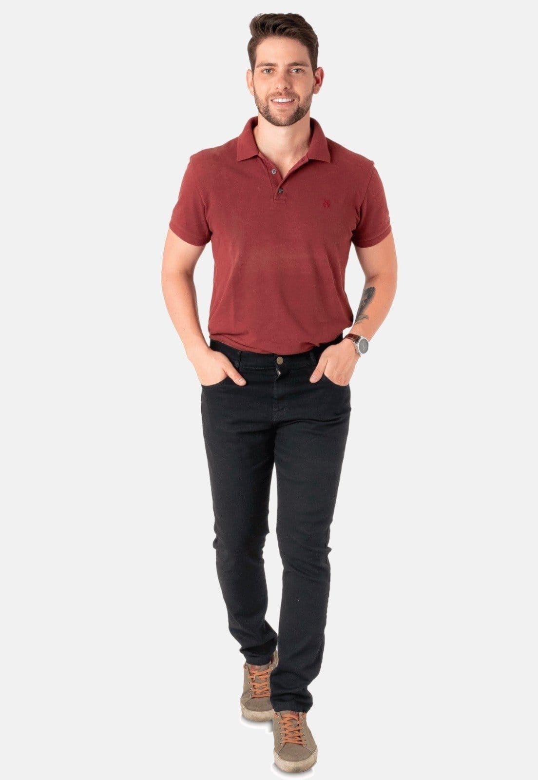 Calça Jeans Preta Masculina Tradicional Elastano