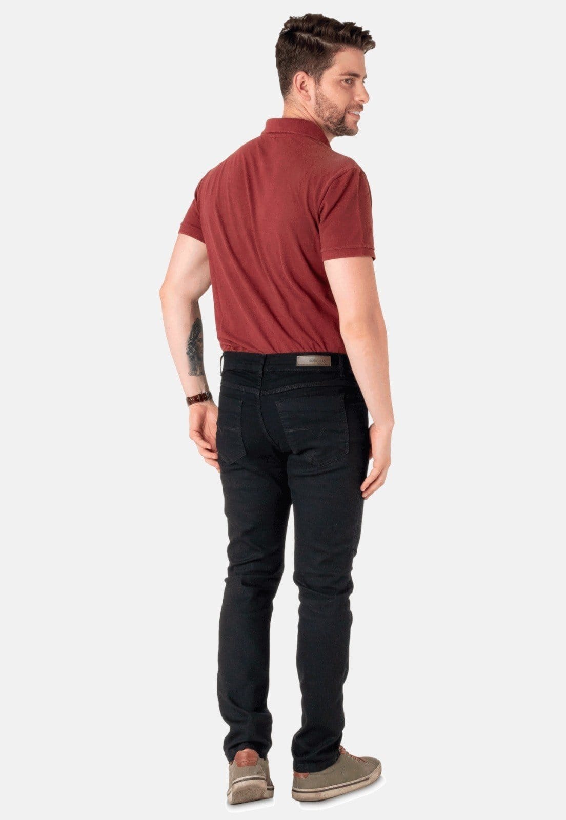 Vista 2 Calça Jeans Preta Masculina Tradicional Elastano BOEN JEANS preto