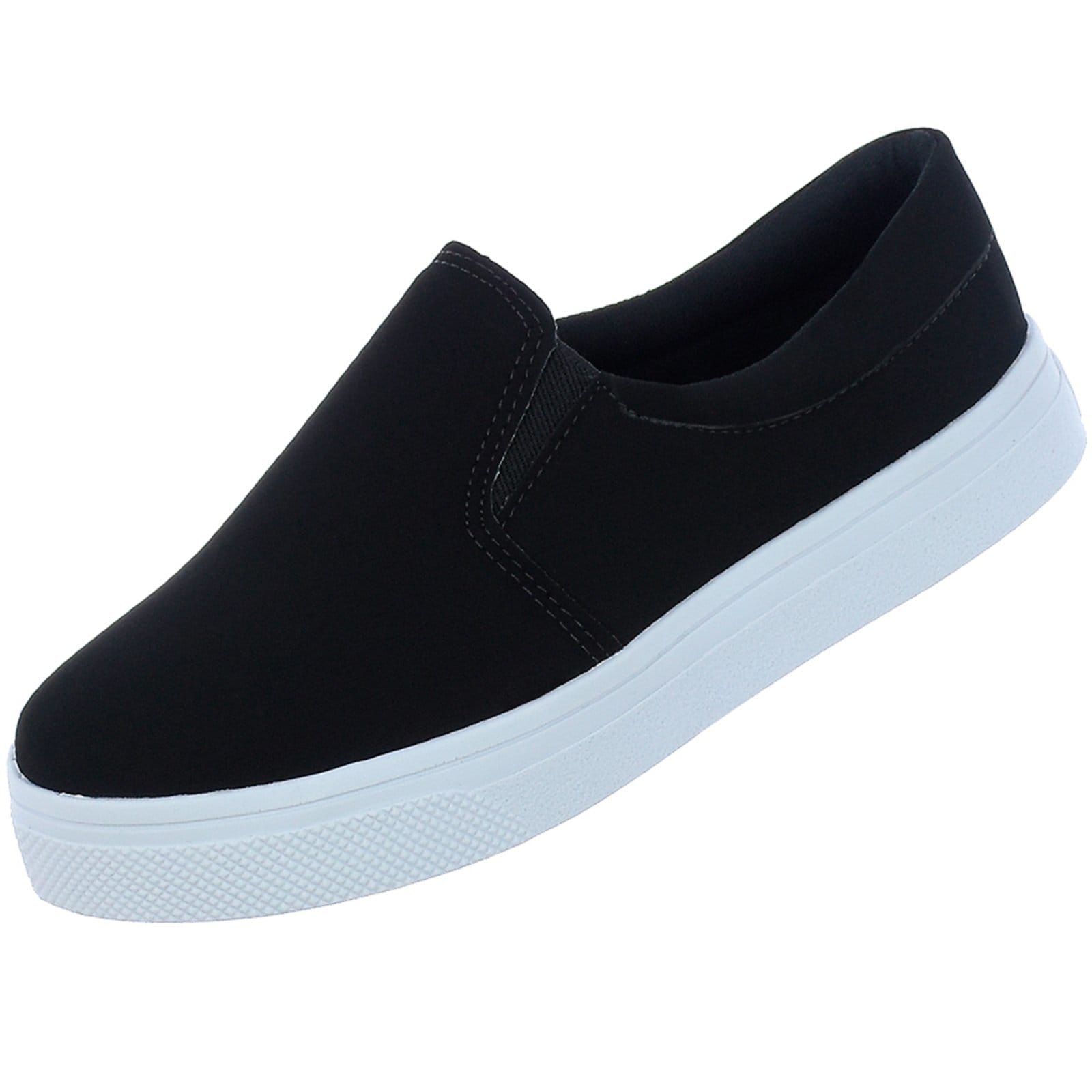 Vista 2 Tênis Feminino CM Calçados Confort Plataforma Slip On Liso Nobuck Monte Shoes preto