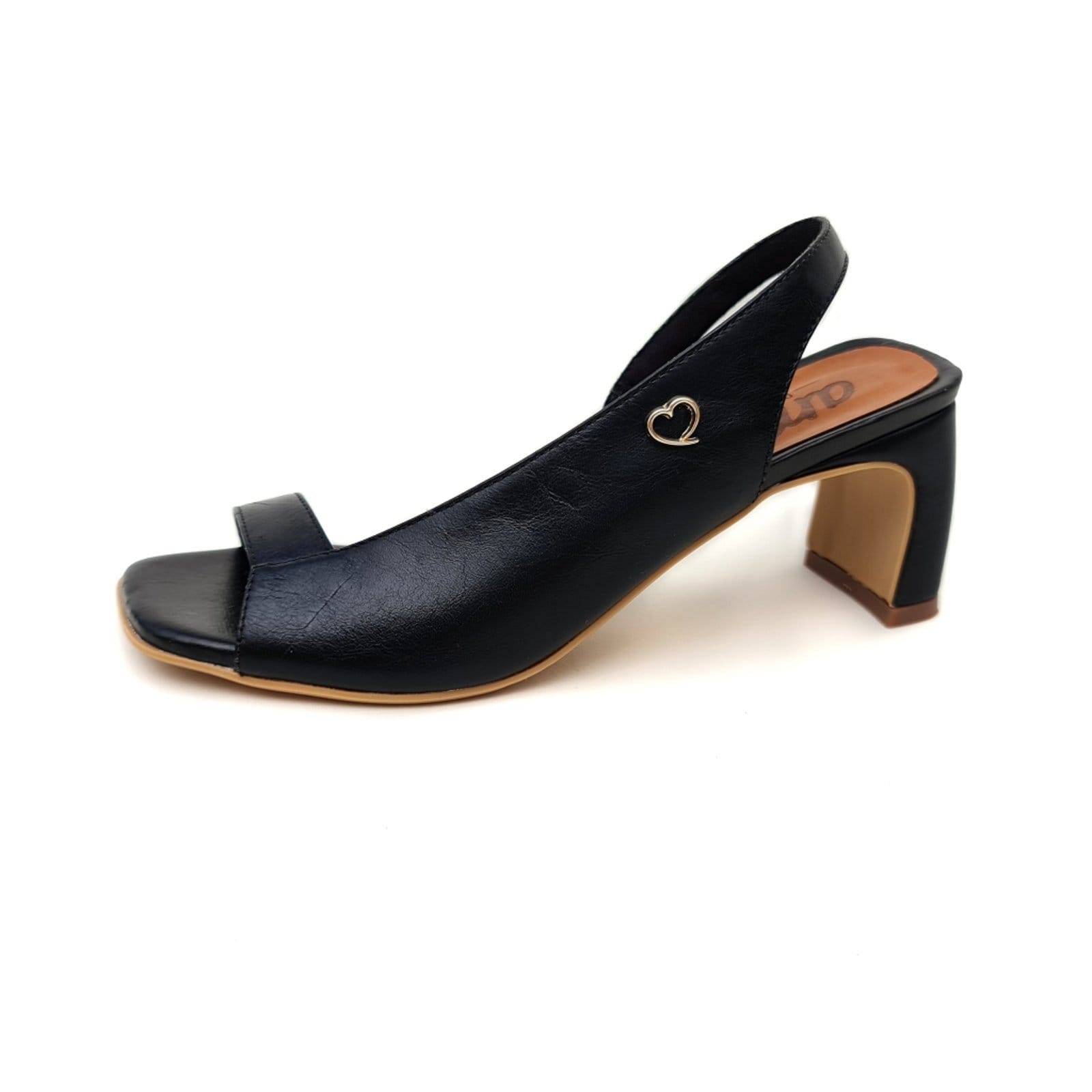 Vista 2 Sandália de Salto em Couro Amo Calçados Bella Preta Amo Calçados preto