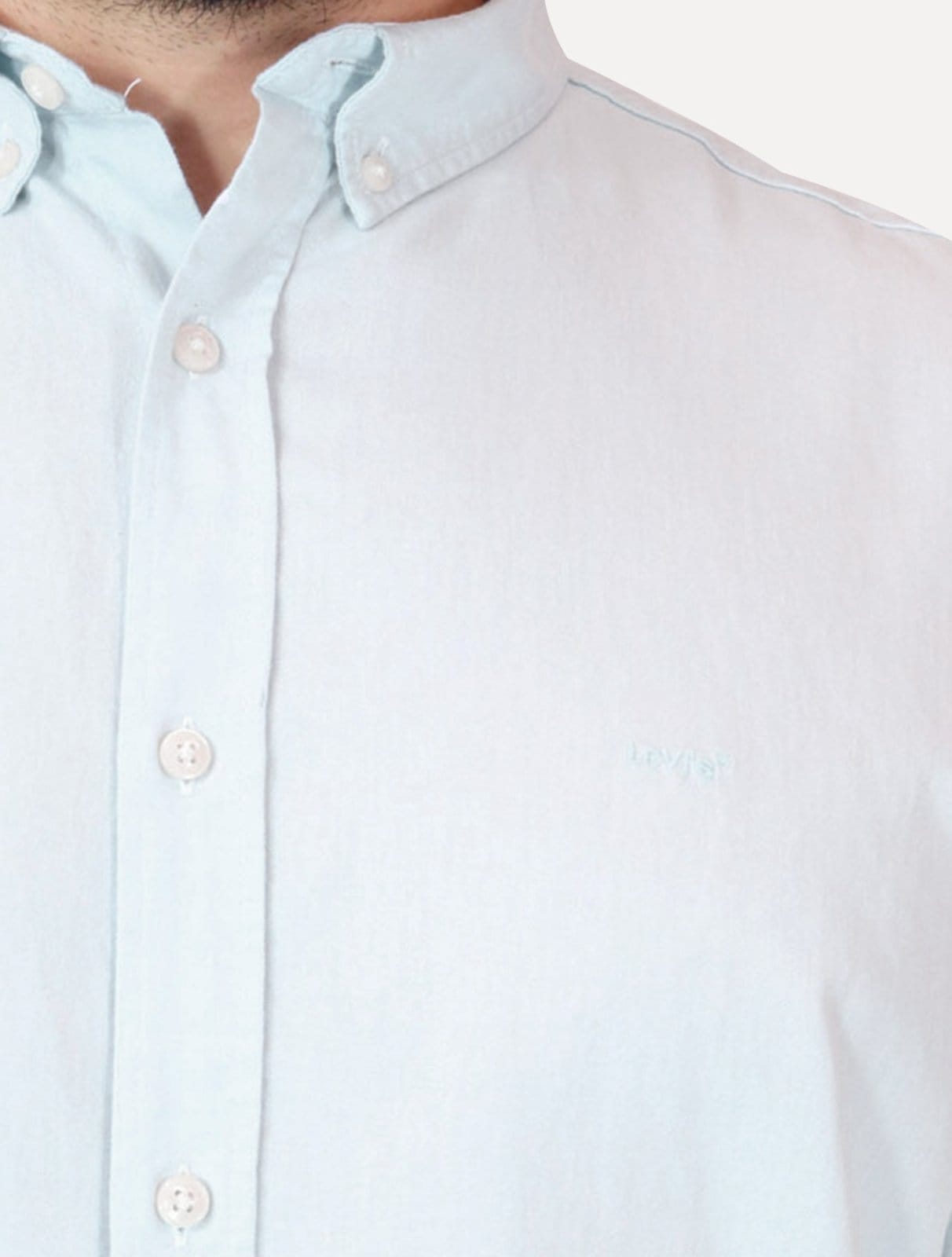 Vista 2 Camisa Levis Masculina Relaxed Oxford Authentic Button Down Manga Curta Claro Levis azul