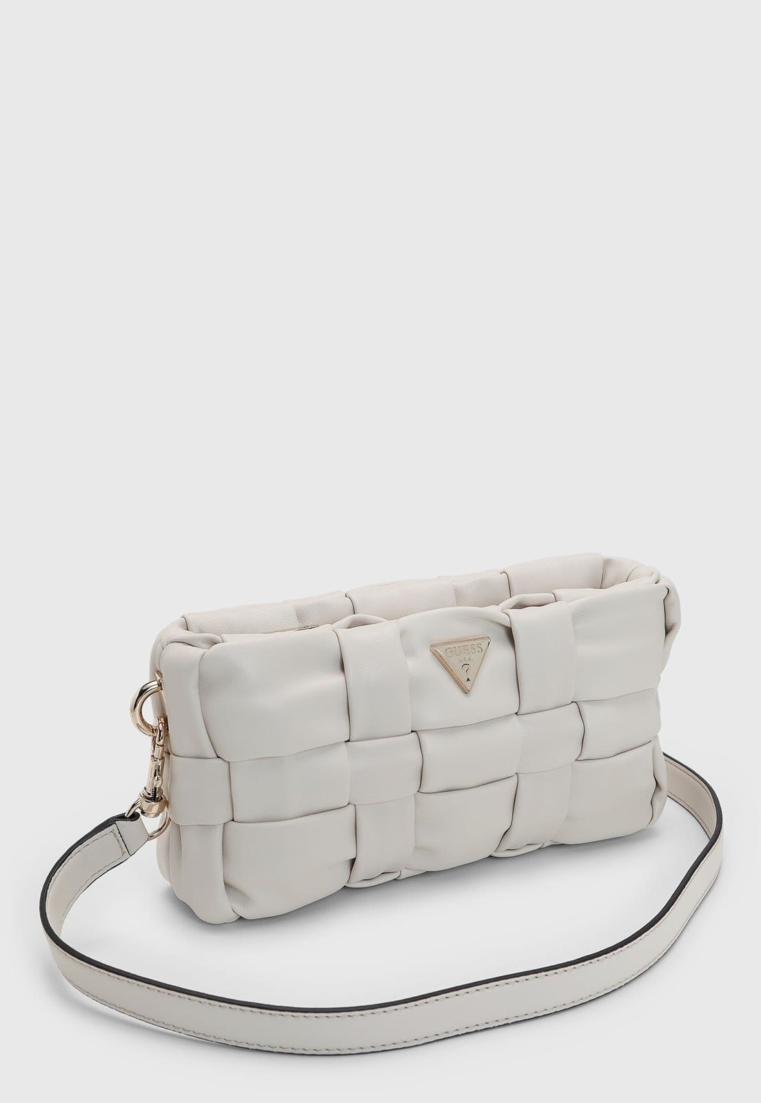 Vista 2 Bolsa Feminina Guess Tramada Logo Triângulo Off White Guess off-white white