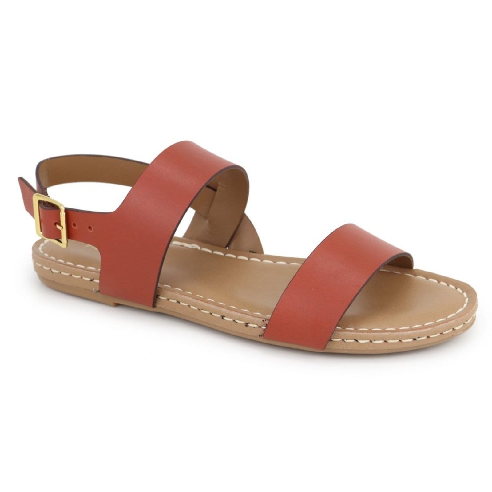 Vista 2 Sandália Rasteira Palmilha Conforto em Couro Maria Paula Conforto Telha MARIA PAULA laranja