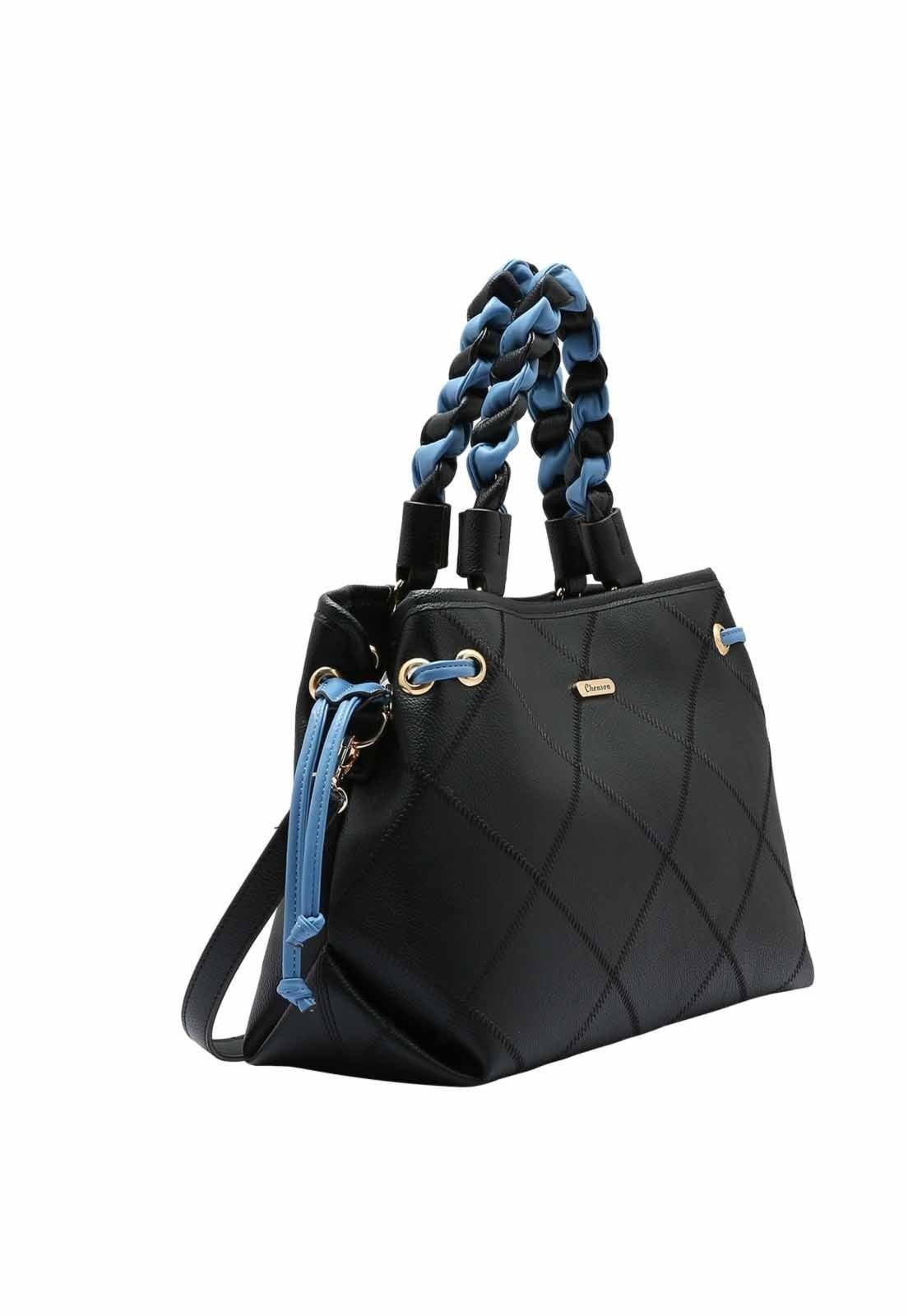 Vista 2 Bolsa Feminina Chenson Original Pesponto Mão 3484887 Chenson preto