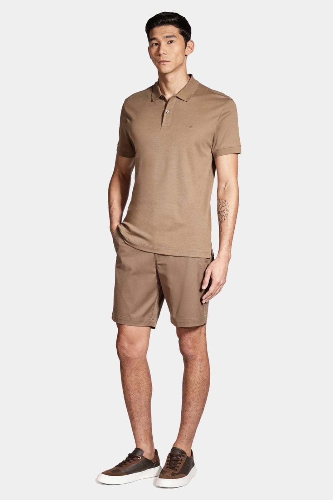 Vista 2 Polo Aramis Interlock Pima Marrom Tabaco Aramis incolor