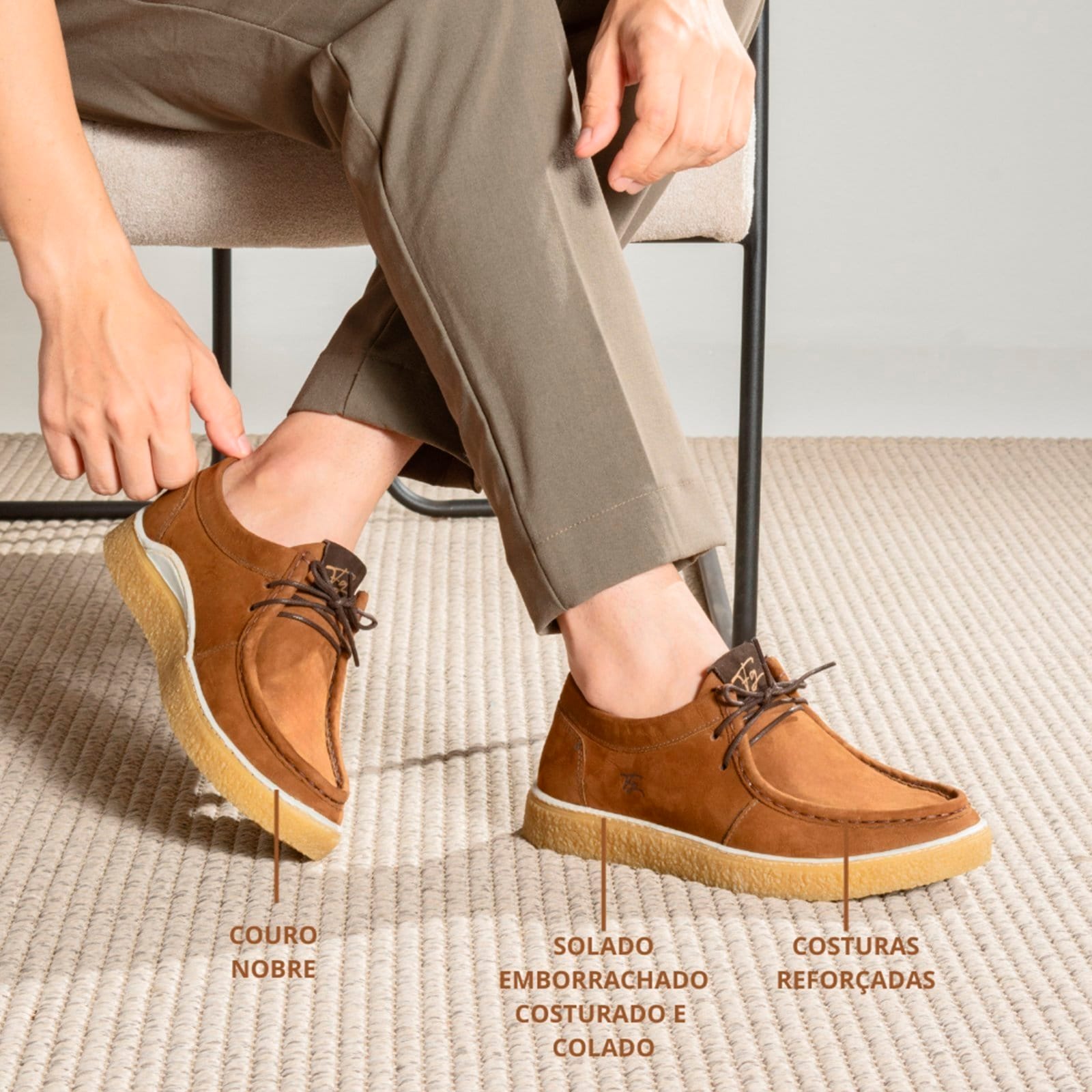 Vista 2 Bota Masculina Paris Couro Legítimo Cacareco Vintage Rústico Terra FRANCA GRIFFE marrom