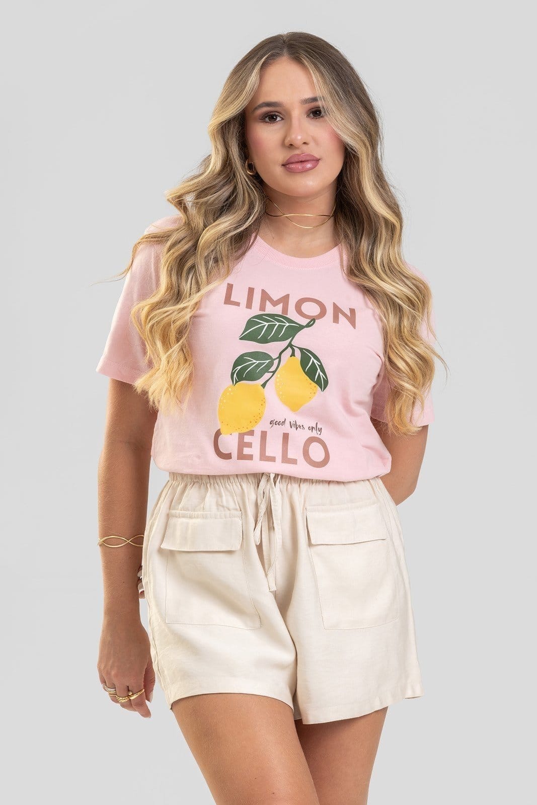Camiseta Feminina Cianitas Estampa Limão Good Vibes
