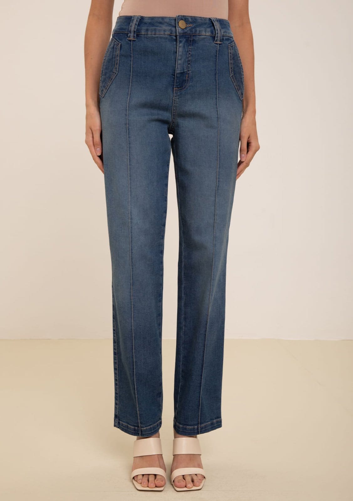 Vista 2 Calça Maria Valentina Reta Média Maria Valentina azul