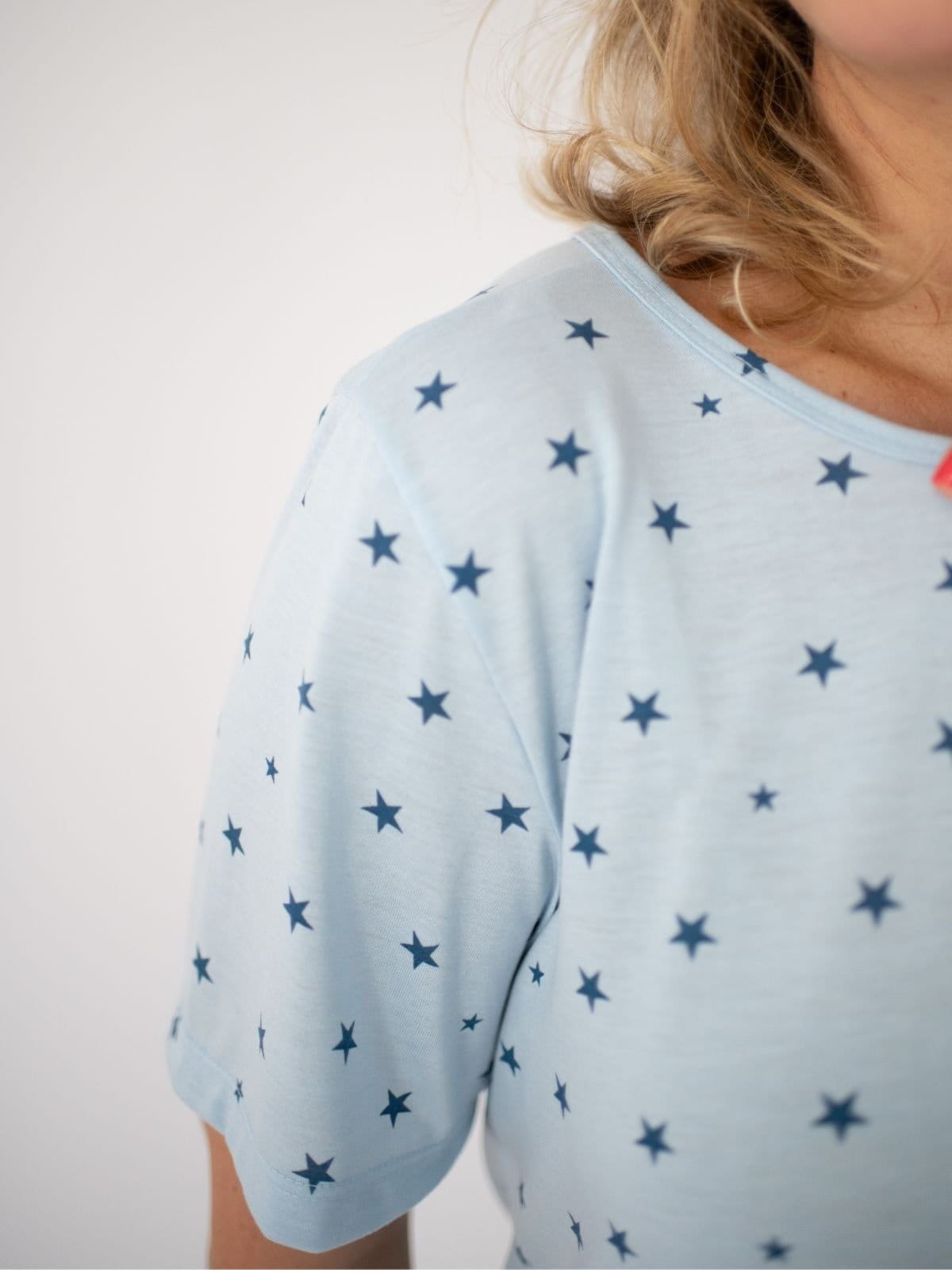 Vista 2 Camisola Manga Curta Poliviscose Estrelas Piante azul