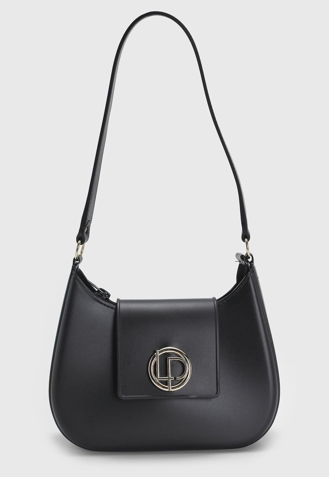 Bolsa Feminina Lança Perfume Média Logo Metálico Preta