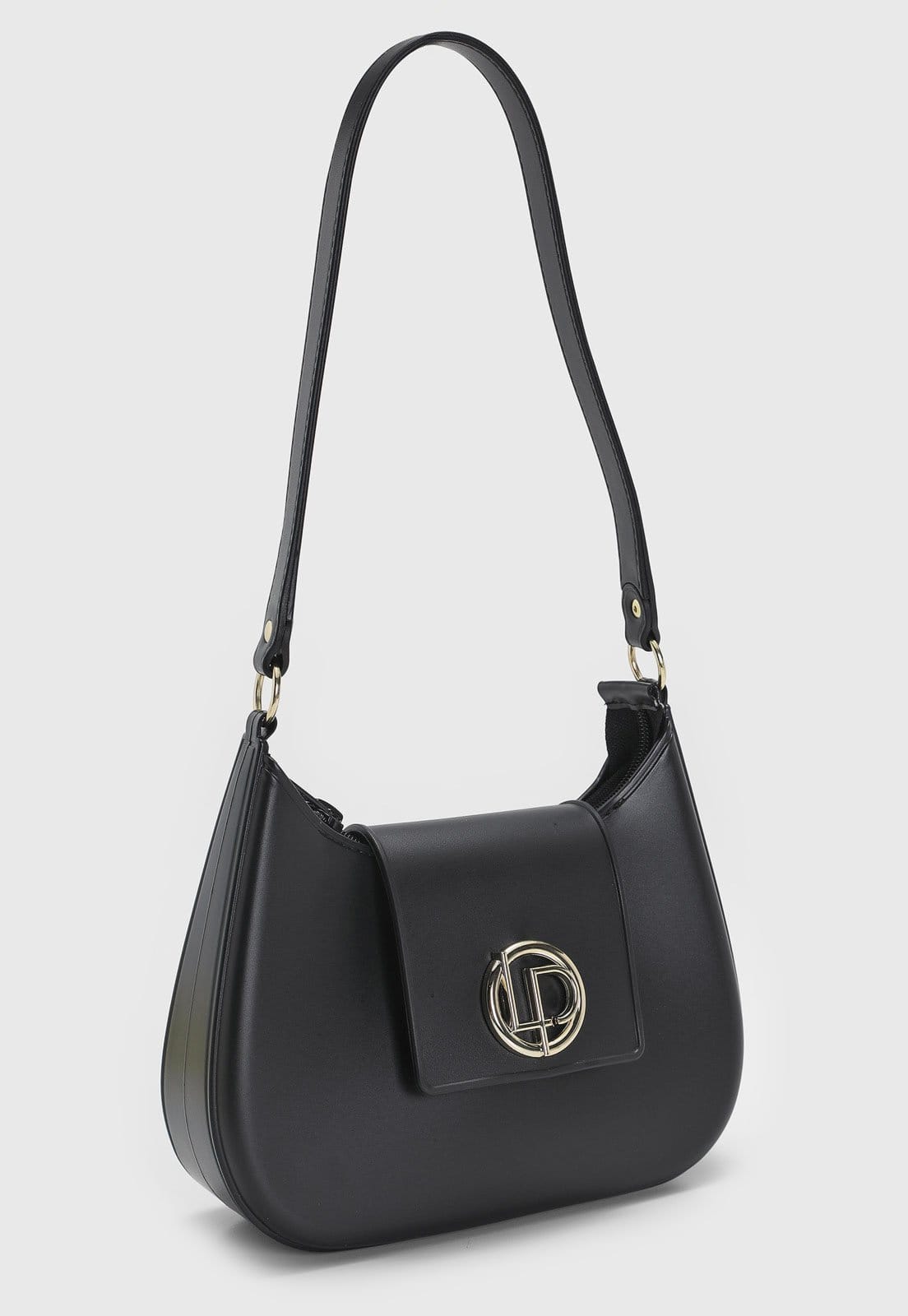 Vista 2 Bolsa Feminina Lança Perfume Média Logo Metálico Preta Lança Perfume preto