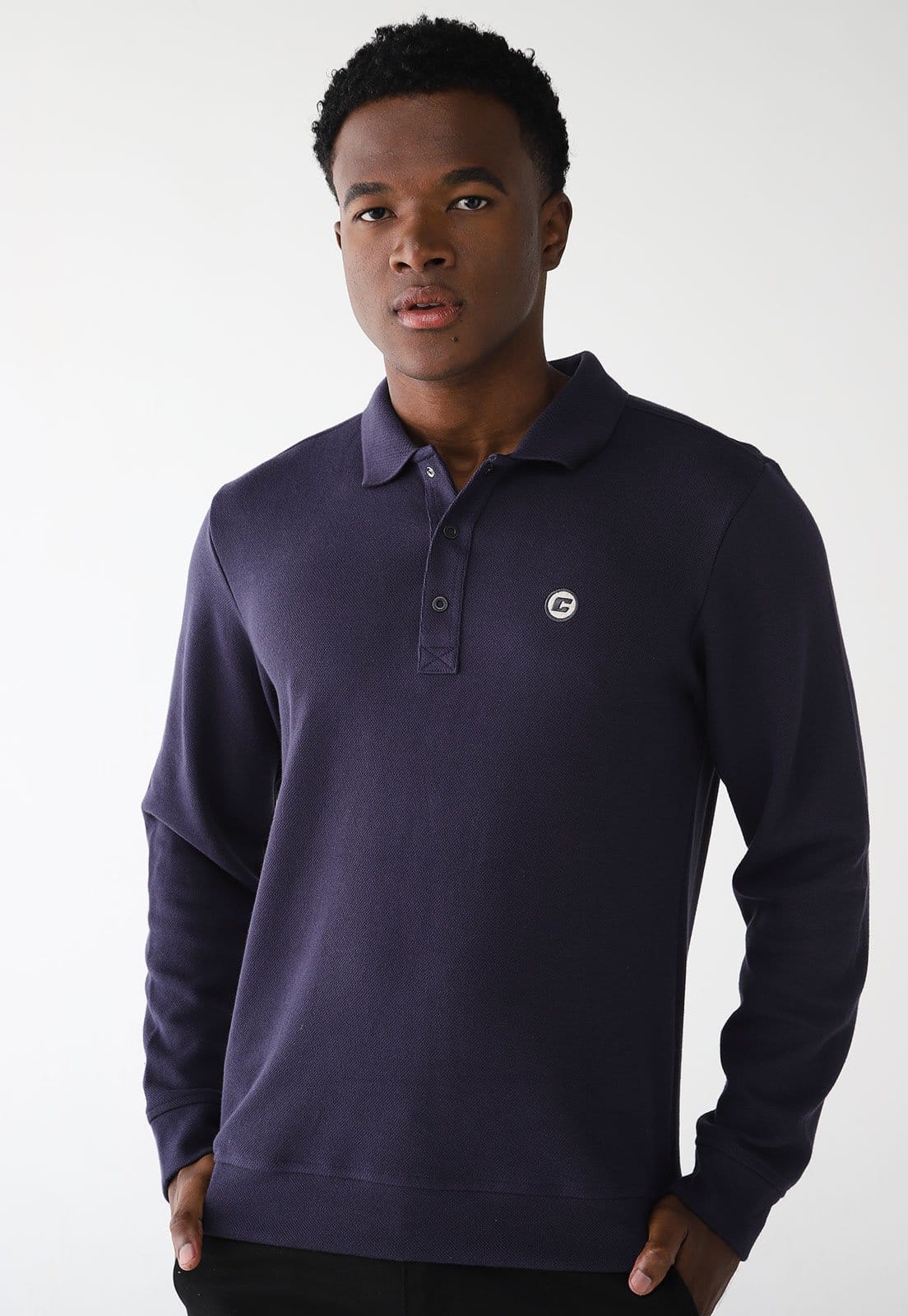 Blusa Polo Colcci Reta Lisa Azul-Marinho