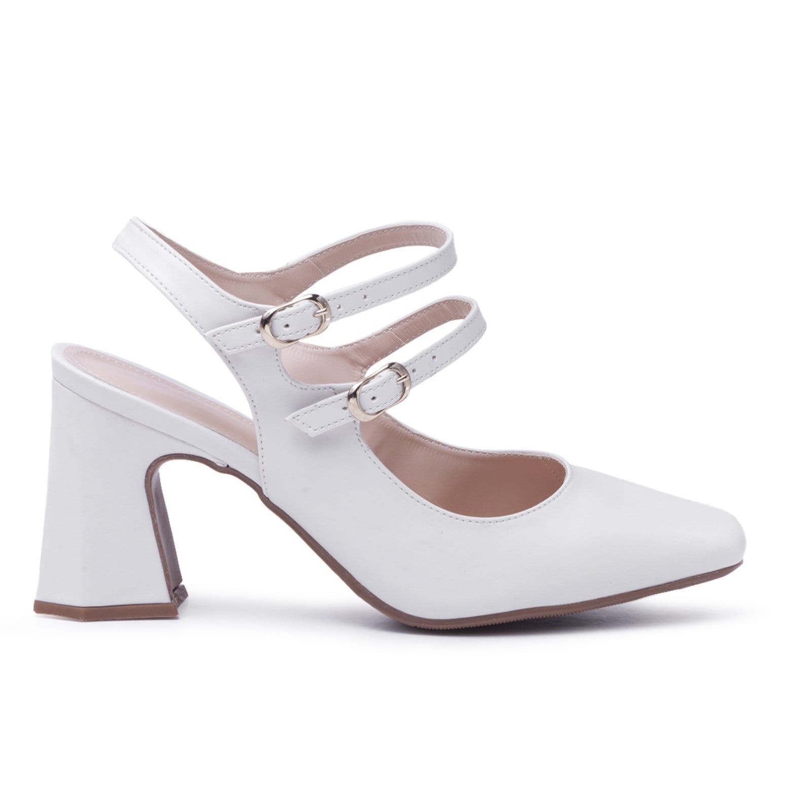 Vista 2 Sapato Scarpin Feminino Mery Jane Salto Grosso Napa Off White 183130 Sete Sales branco/off-white white