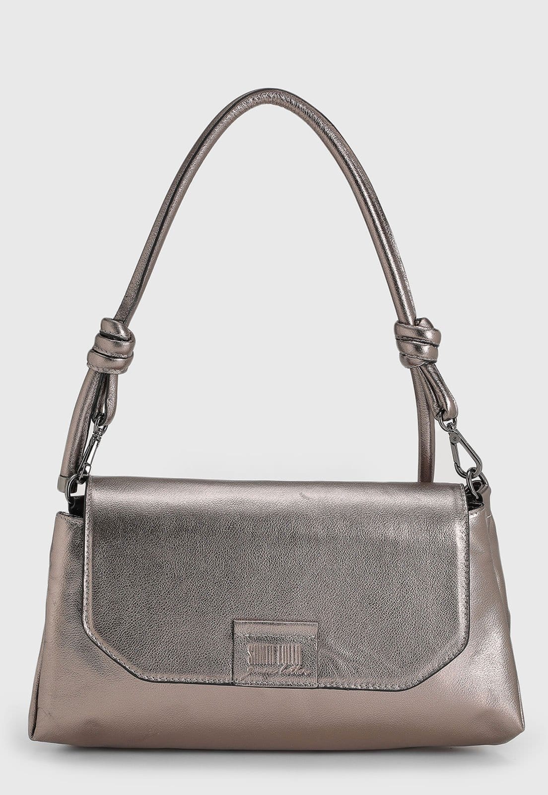 Bolsa Tiracolo Santa Lolla em Couro Metalizada Grafite