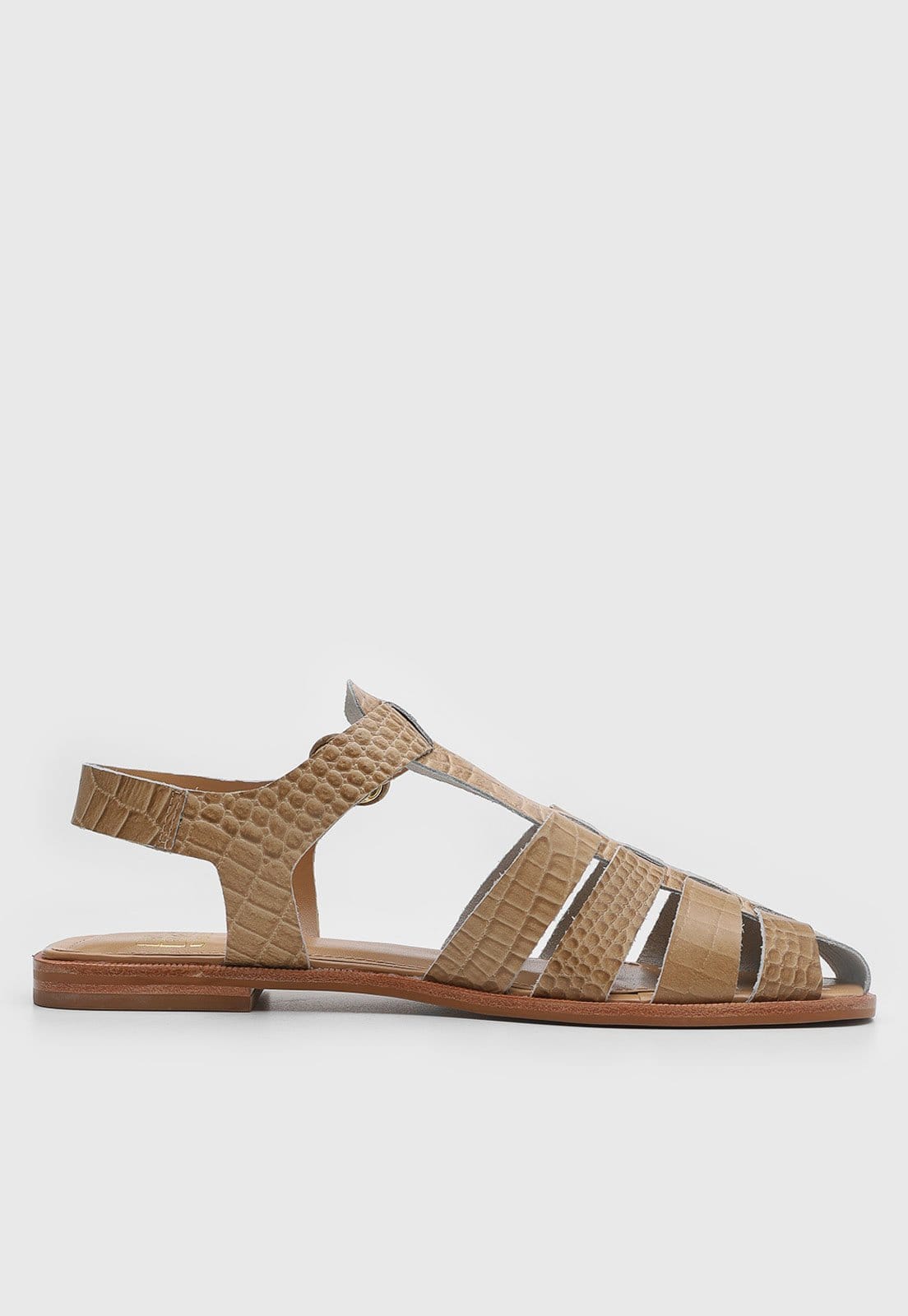 Vista 2 Rasteira Feminina Degalls Fechada Croco Degalls caramelo