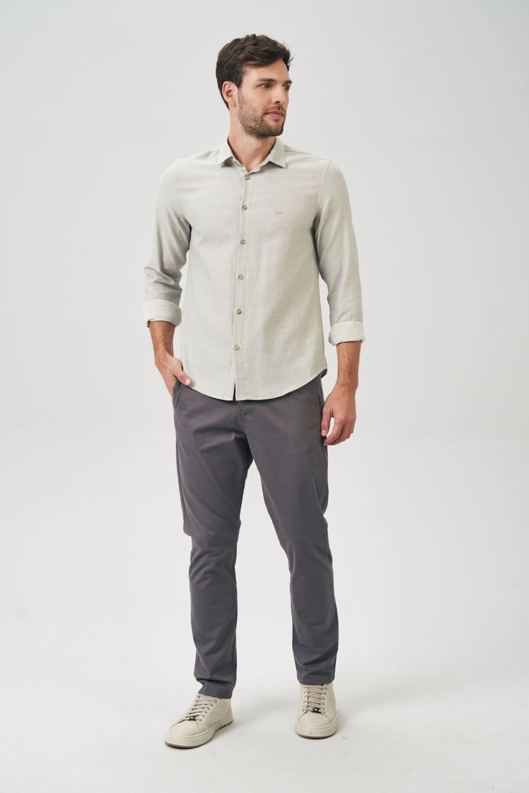 Camisa Manga Longa Masculina Acostamento