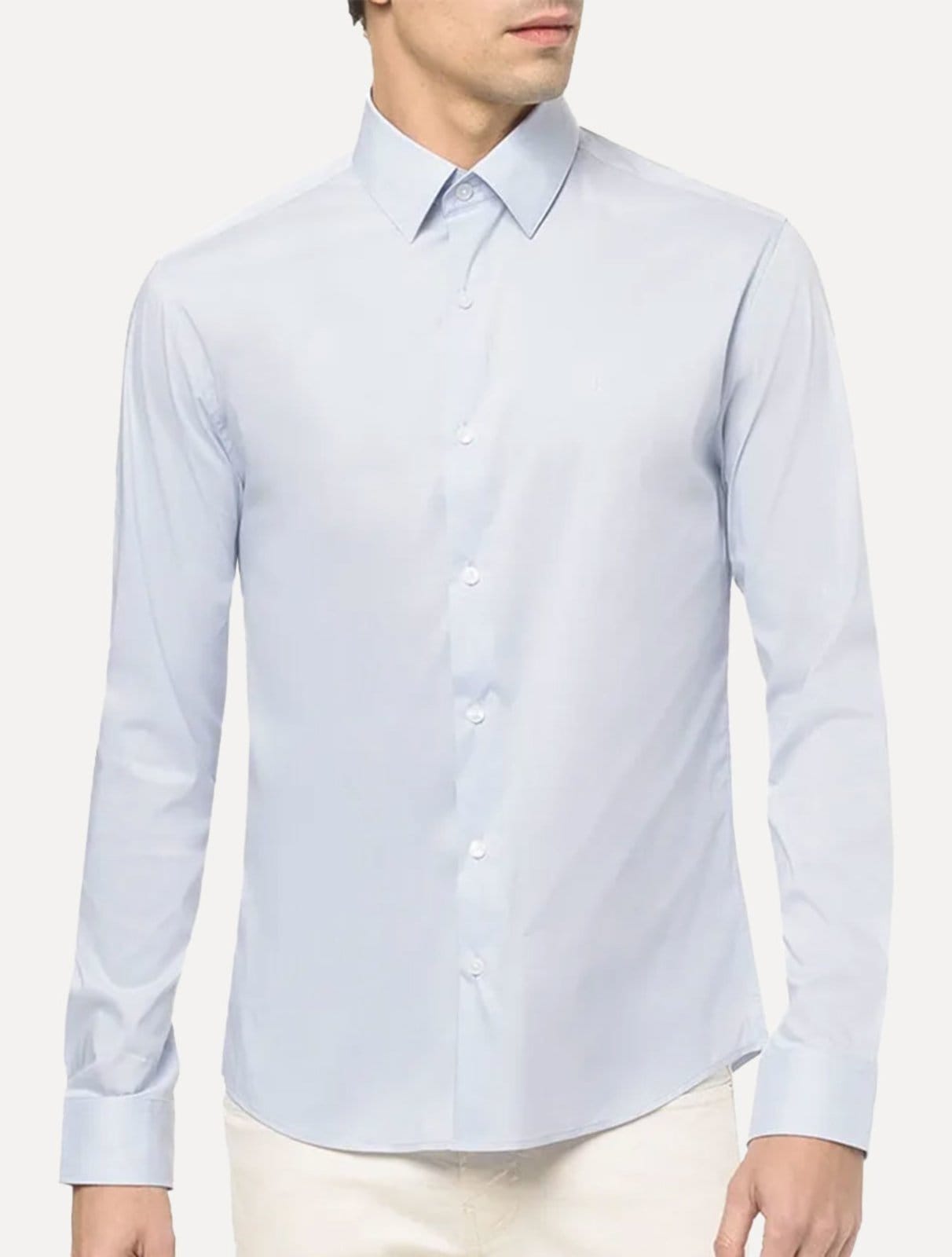 Camisa Calvin Klein Masculina Slim Essential Basic Logo Claro