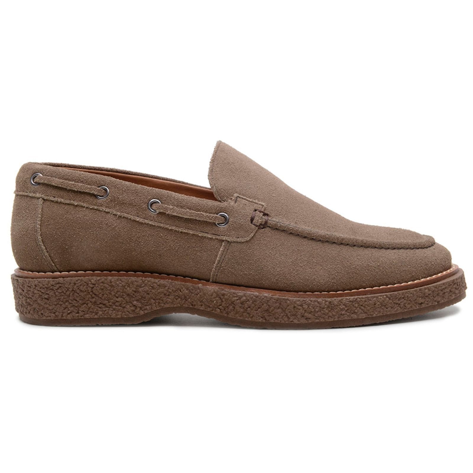 Vista 2 Sapato Masculino Veritimo Dockside Em Couro Slip On Casual Camurça Versátil Elegante Taupe Veritimo bege