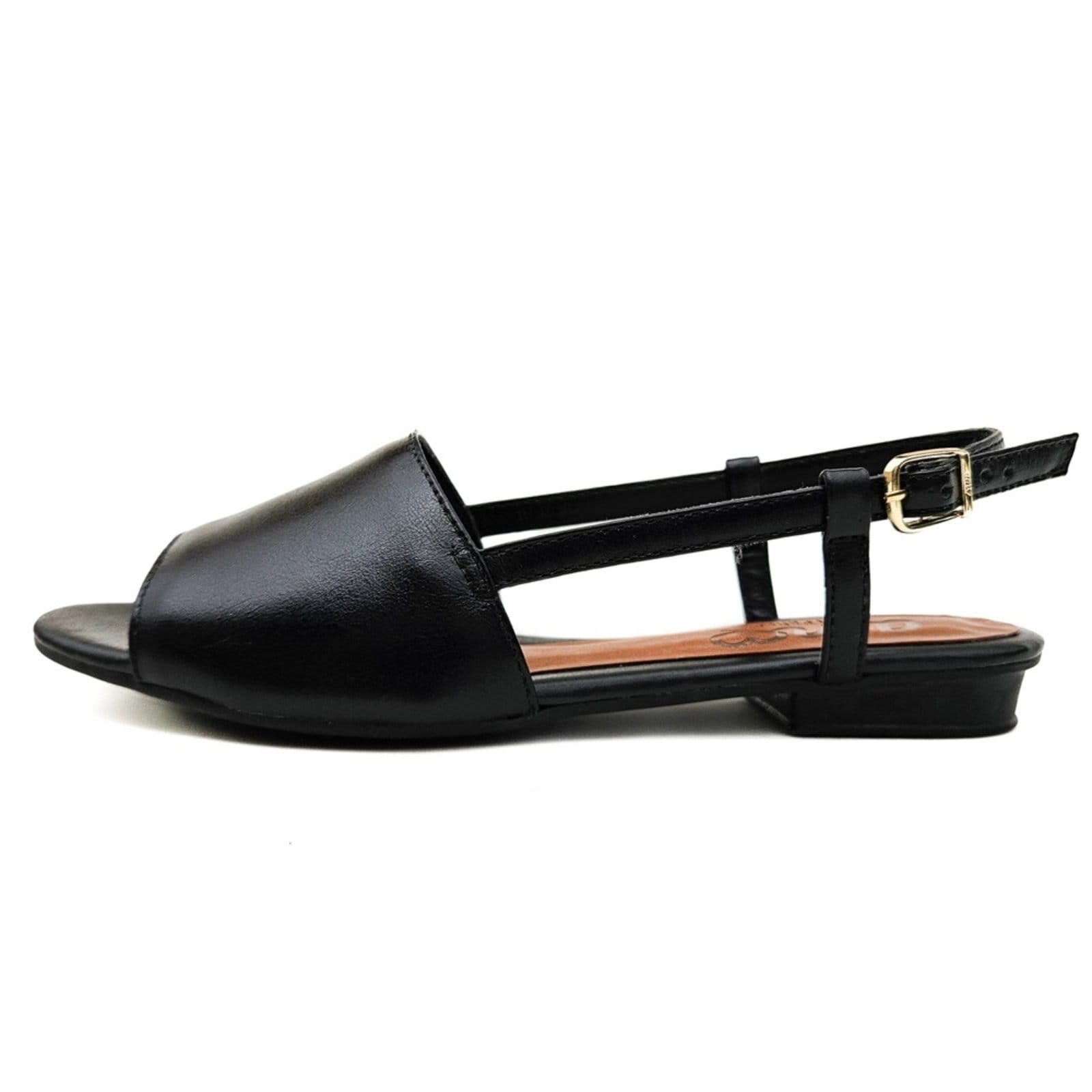 Vista 2 Sandália Rasteira em Couro Amo Calçados Mimi Preta Amo Calçados preto