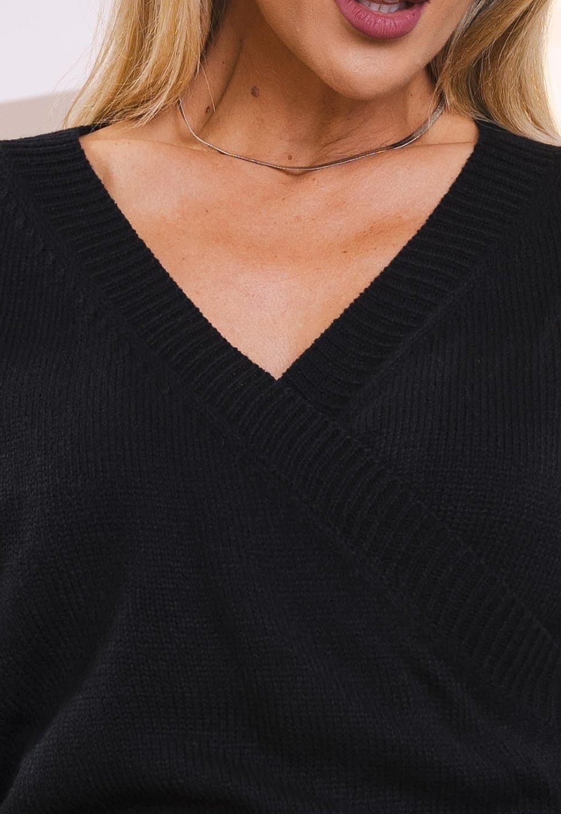 Vista 2 Suéter Em Tricô Transpassada Quintess preto