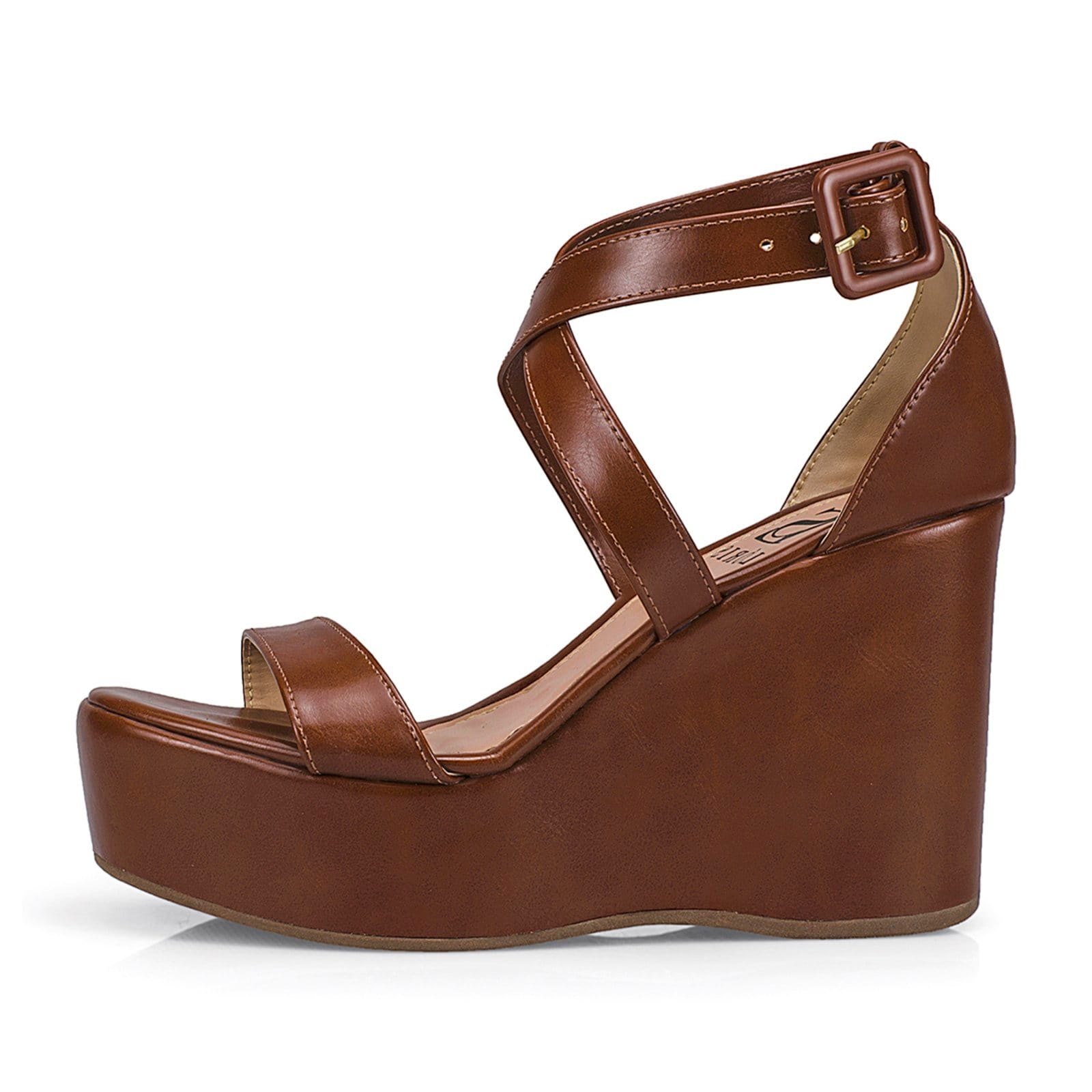 Sandália Feminina Lóris Salto Anabela Plataforma Fivela Elegante Confortável 20801