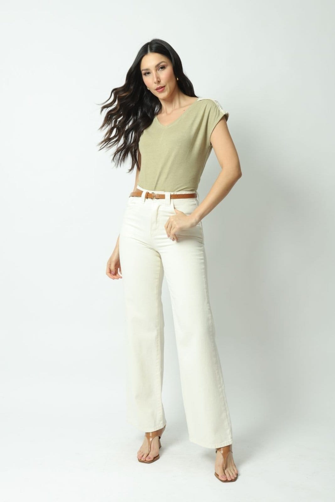 Calça Sarja Reta Creme 40