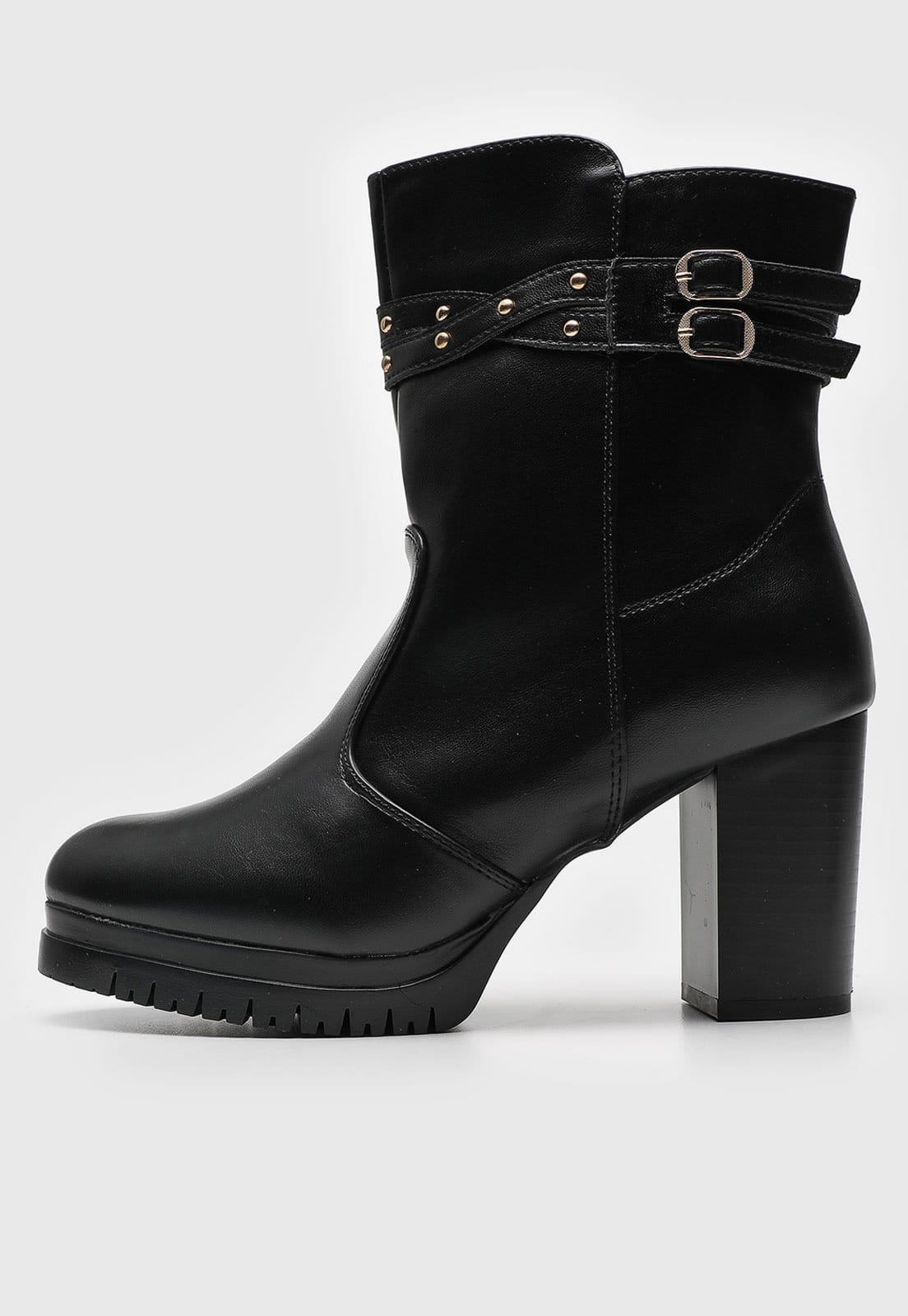 Bota Mooncity Tira Com Aplicação Preta