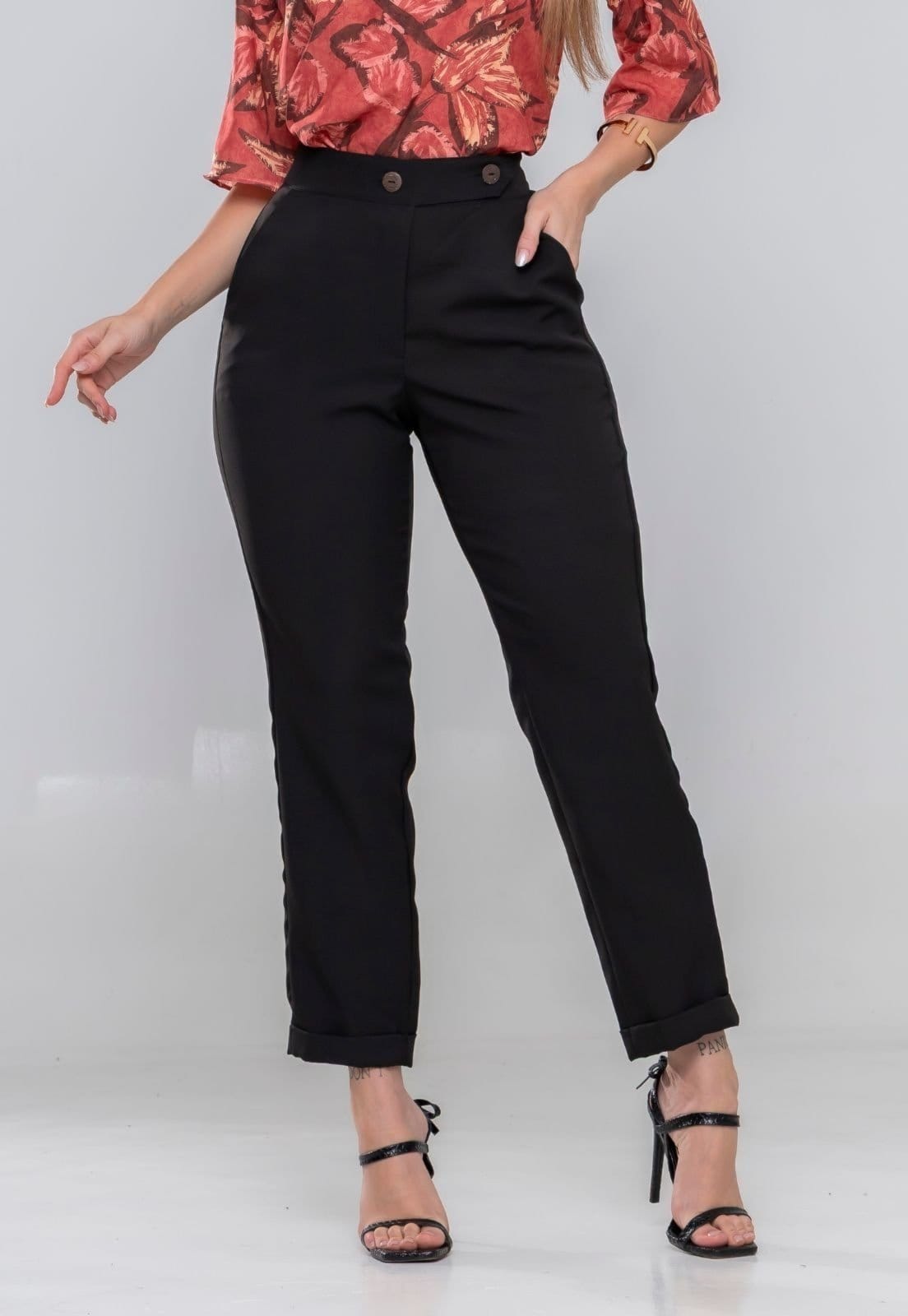 Calca Feminina Skinny Alfaiataria Com Ajuste na Cintura elastico Modelagem Premium