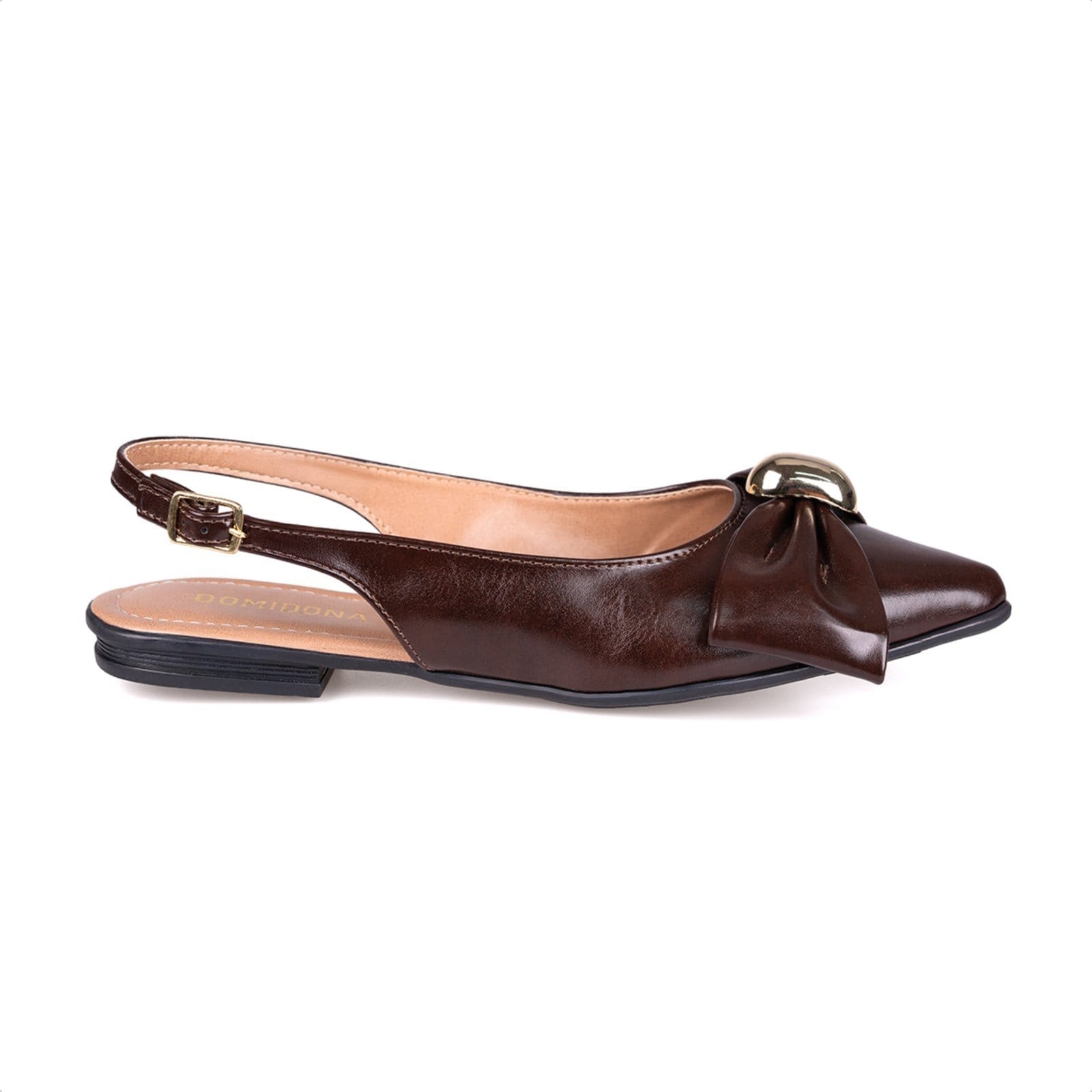 Sapatilha Feminina Slingback Bico Fino Laço Aplique Metalizado - 2