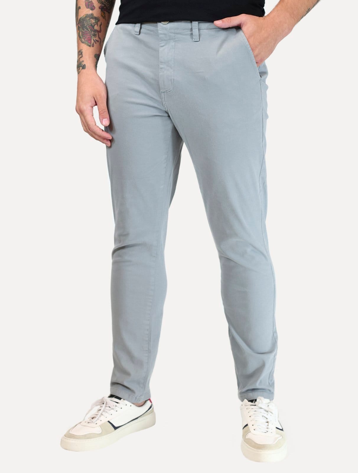 Calça Dudalina Masculina Sarja Slim Faca Color Claro