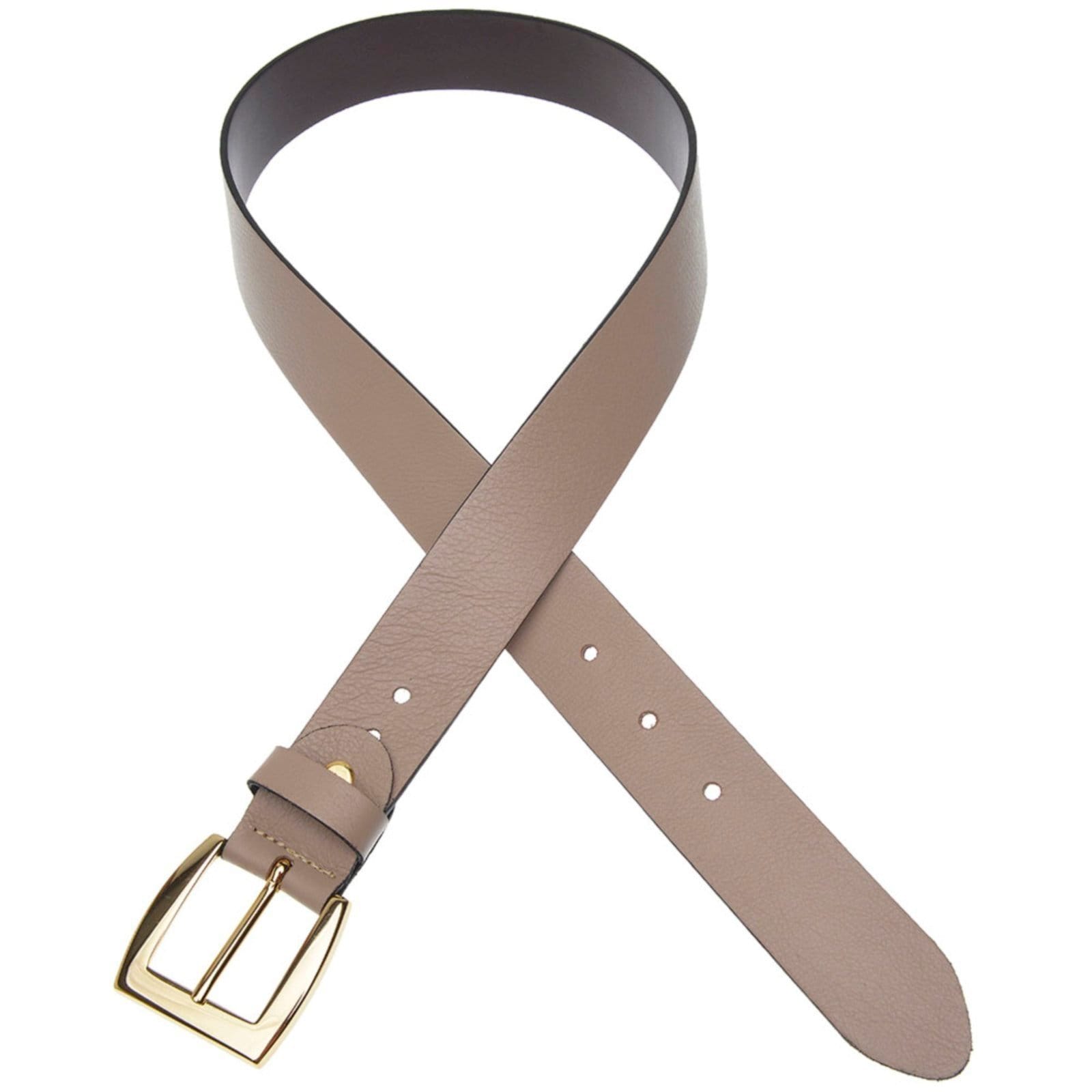 Vista 2 Cinto Feminino em couro ref GP 24 com fivela dourada na cor USEPELLE nude