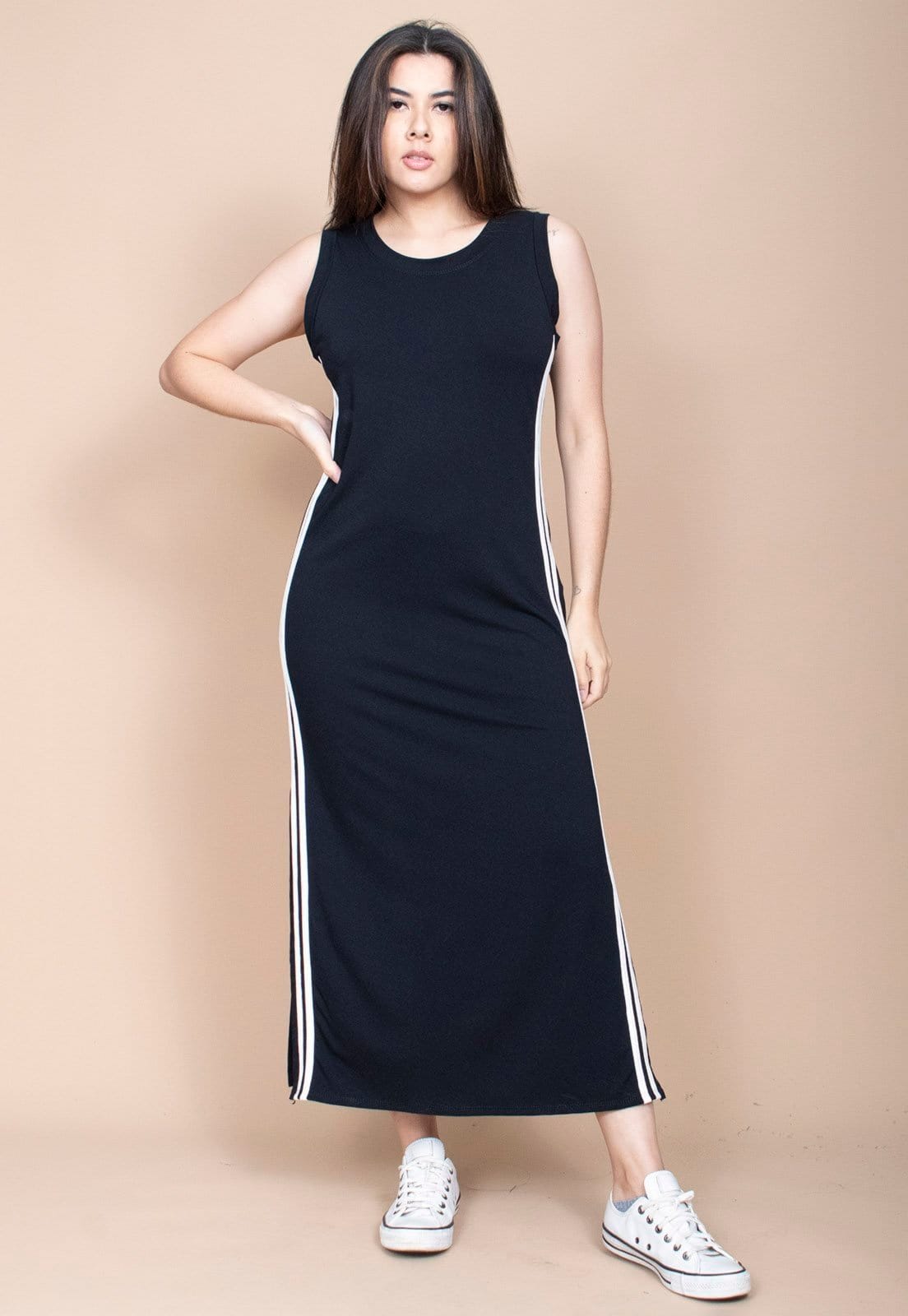 Vestido Cabanafree Midi Fenda Lateral Track Dress