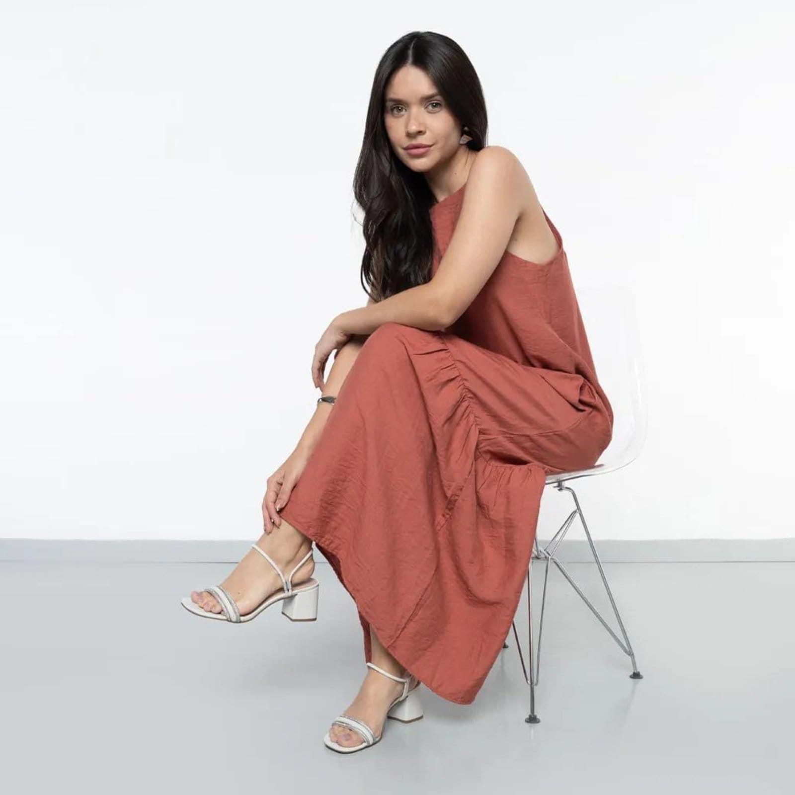 Vista 2 Sandália M Shuz Salto Bloco Feminina Off-white M Shuz off-white white