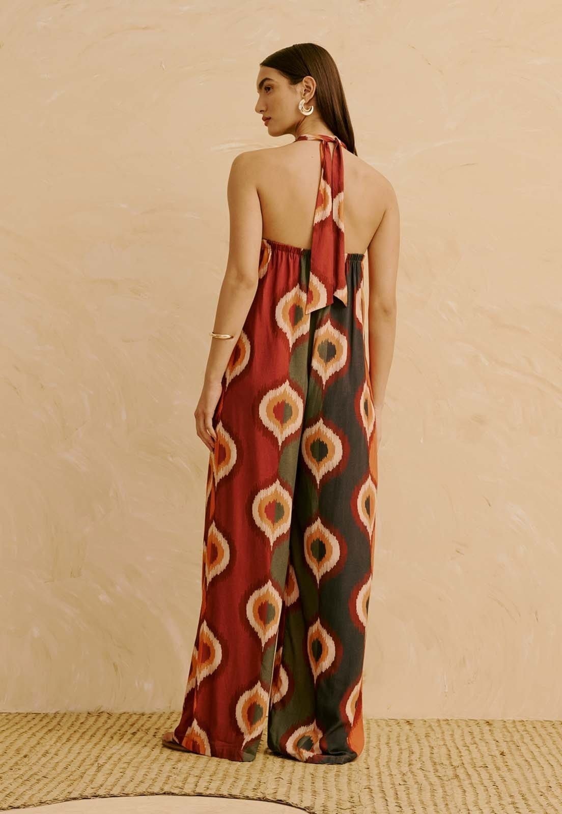 Vista 2 Macacão Frente Única Estampado Taquile CaCay marrom