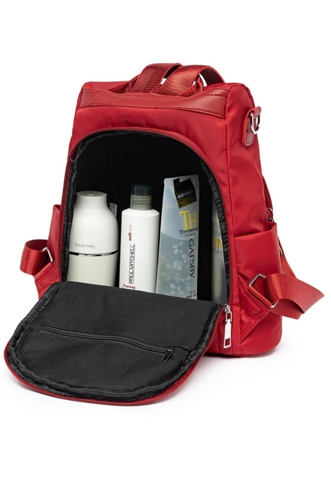 Vista 2 Mochila Madami Bolsa Feminina Espaçosa Antifurto Casual Madami vermelho