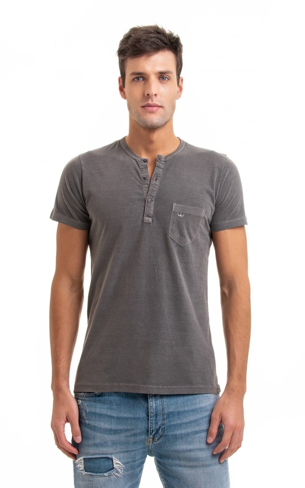 Camiseta Henley Aburguesia Slim Fit Grafite