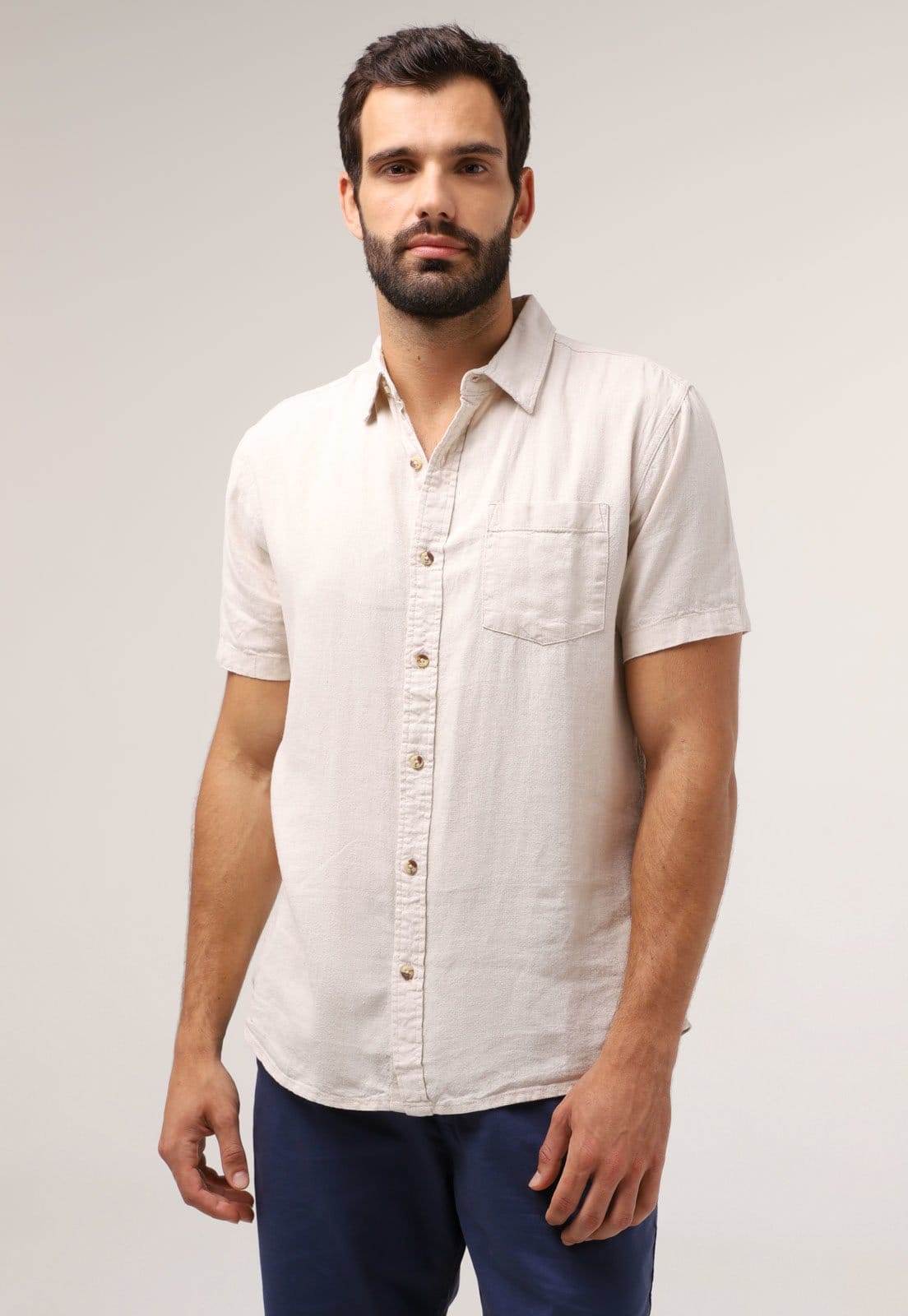 Camisa Linho Hering Reta Bolso