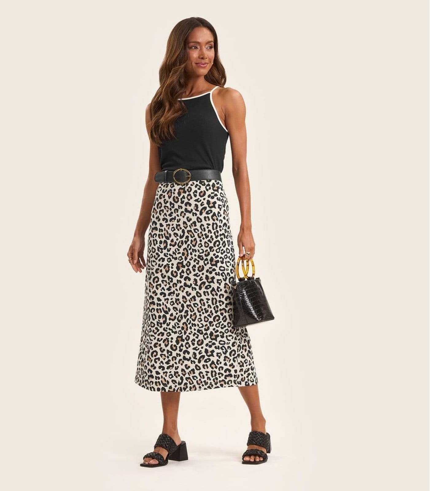 Saia Super Midi Feminina em Cotton leve Rovitex