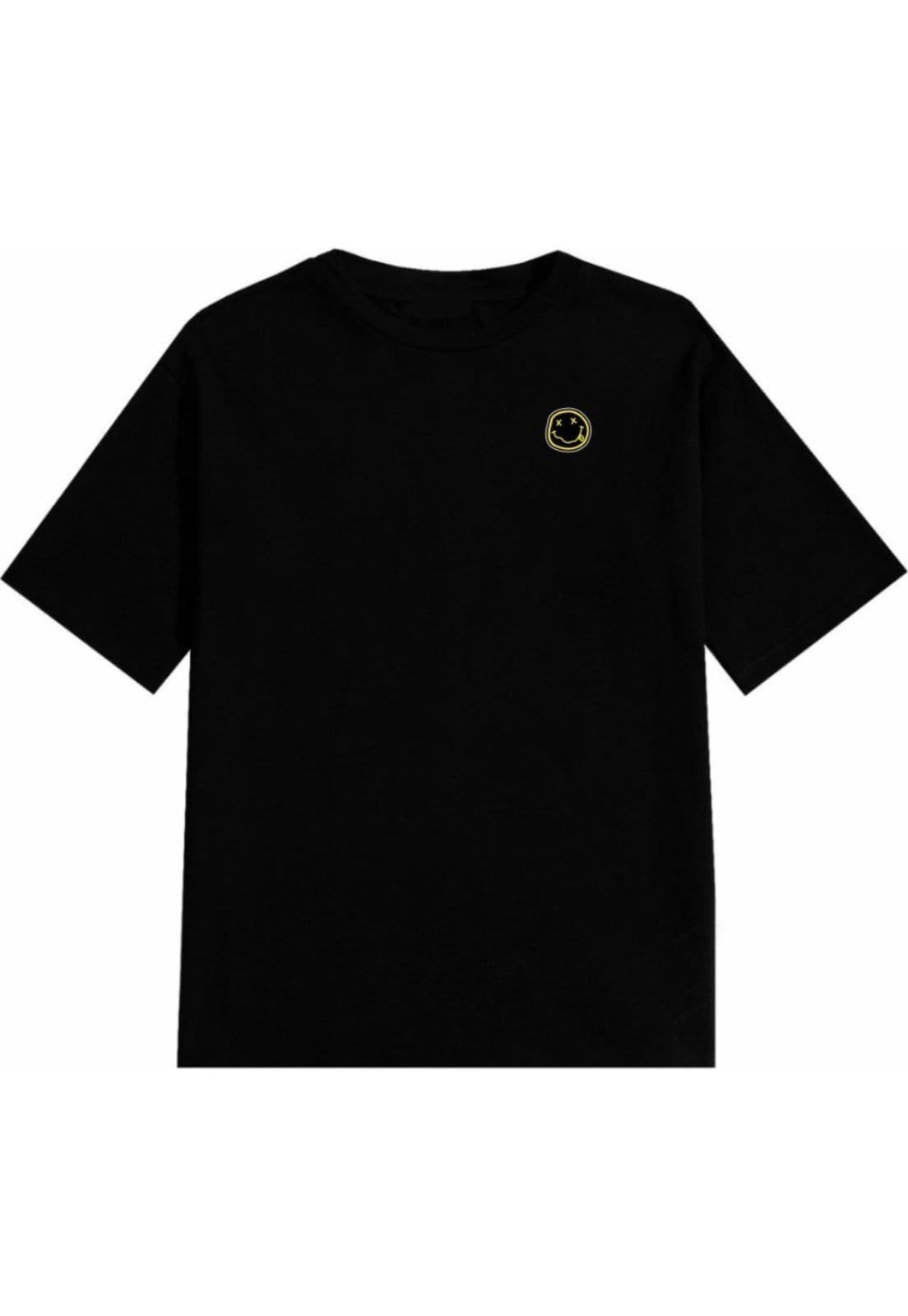 Vista 2 Kit Conjunto Camiseta Algodão Short Tactel Relaxado Adulto Masculino Casual Emoji Relaxado preto