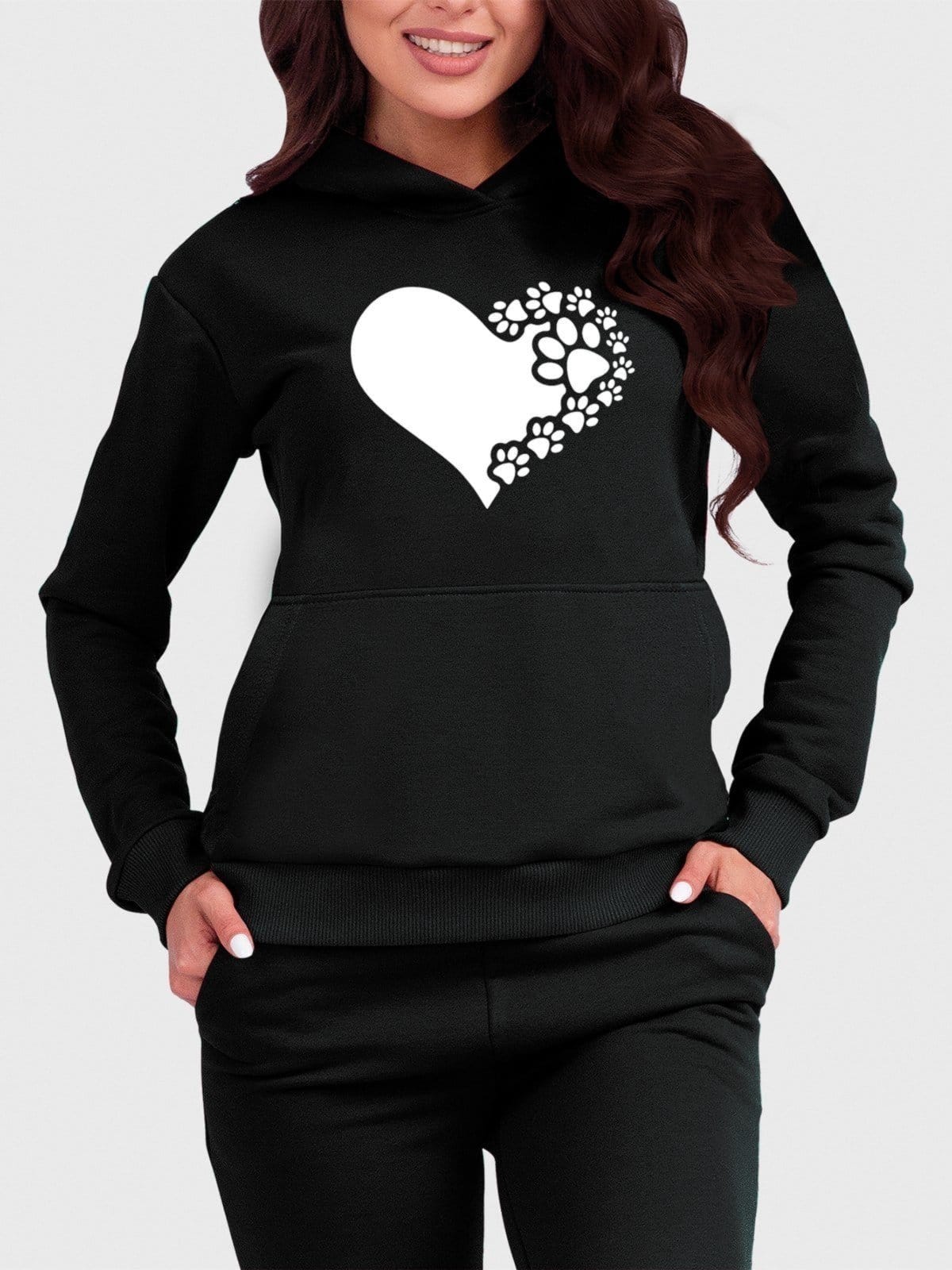 Blusa de Frio Moletom Flanelado Benellys Coração de Patas Canguru