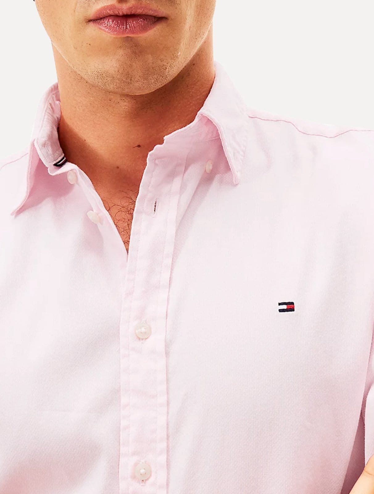 Vista 2 Camisa Tommy Hilfiger Masculina Slim THFlex Poplin Tommy Hilfiger azul marinho