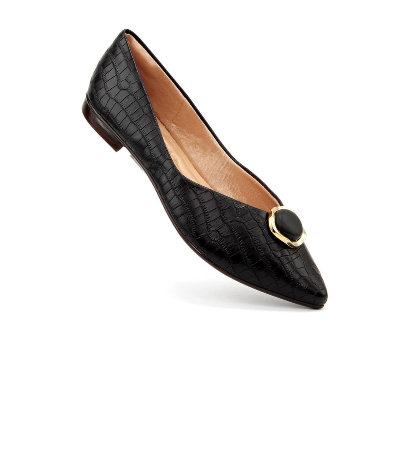 Vista 2 Sapatilha Light Gel Bico Fino Croco Preto Light Gel incolor