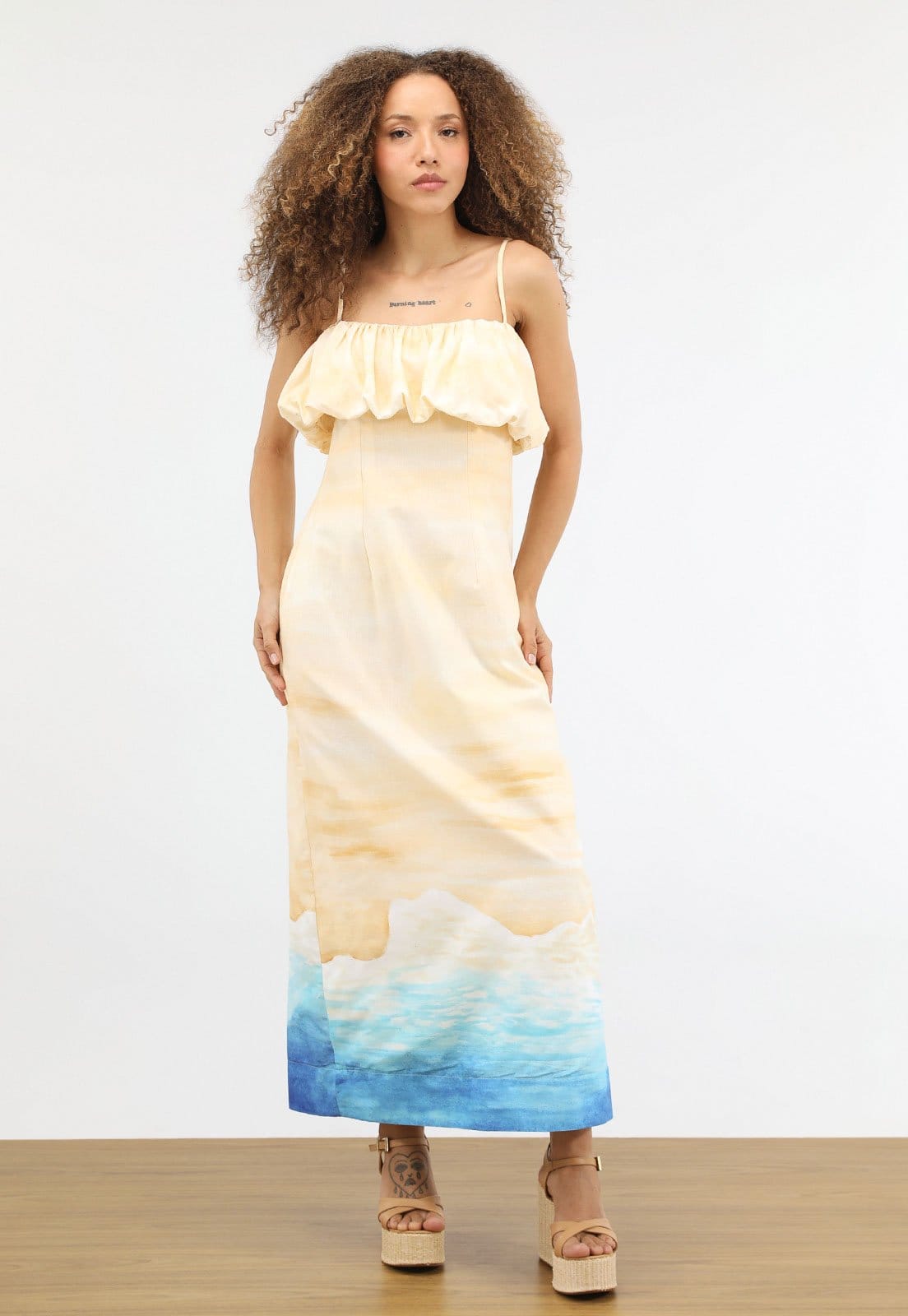 Vestido Longo Feminino FARM Estampa Horizon