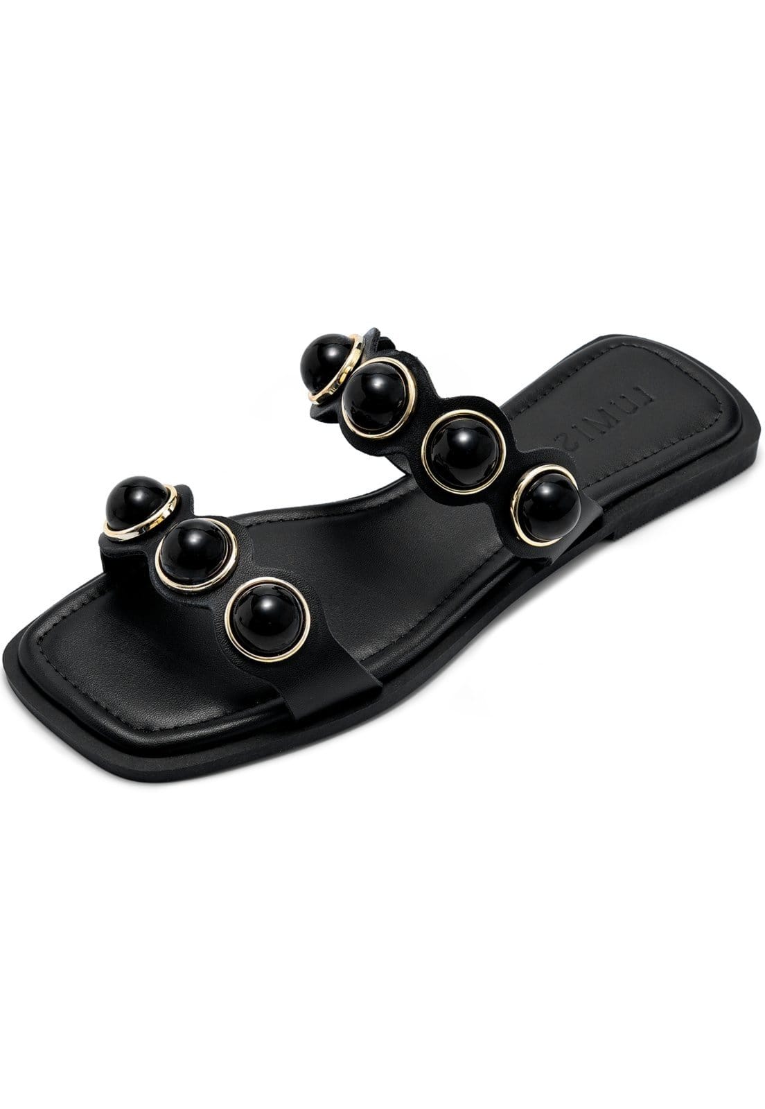 Sandália Rasteira Feminina Lumiss Enfeite De Bola Esferas Confortável