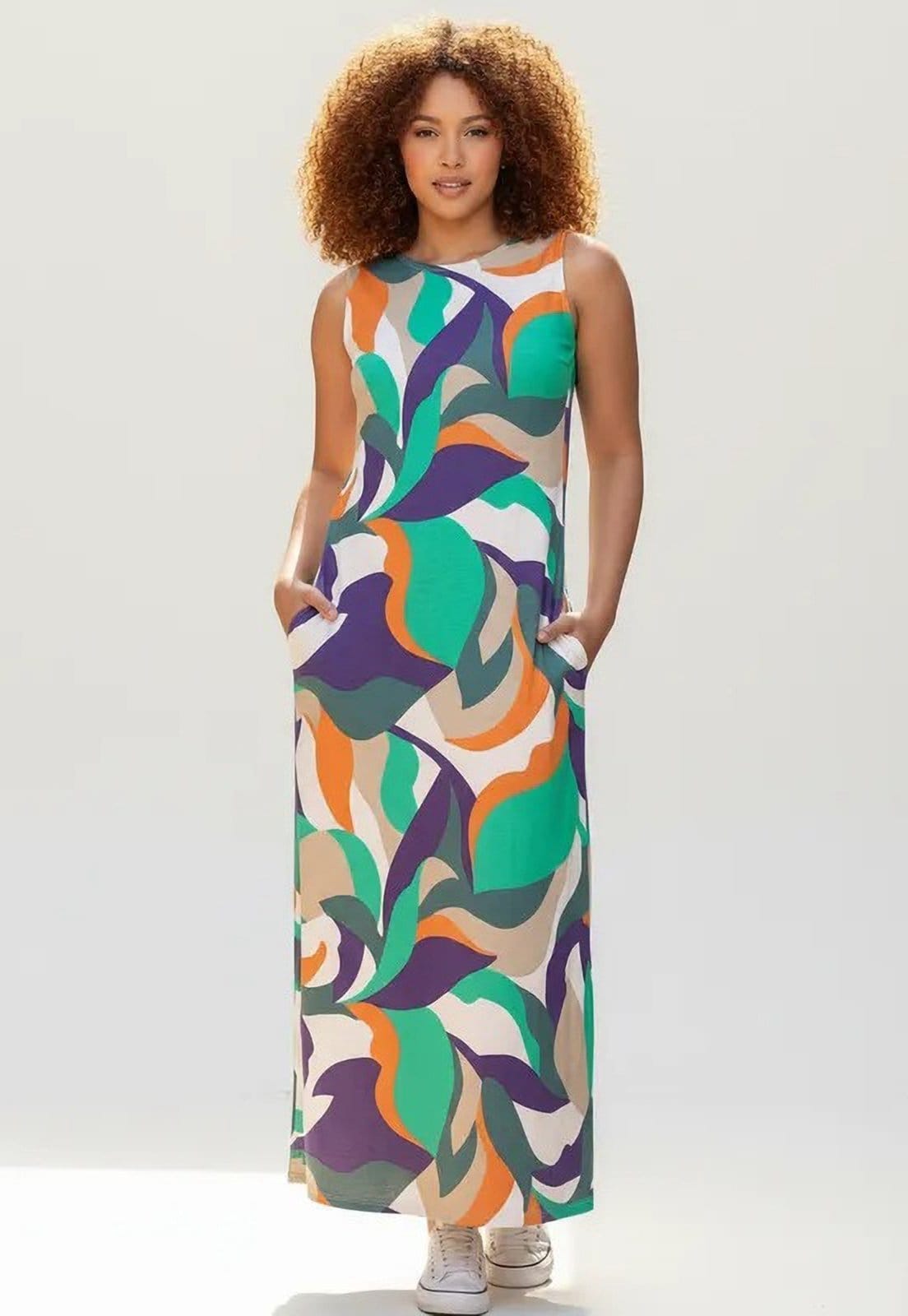 Vestido CabanaFree Longo Plano com Bolso Estampa Brisa do Mar